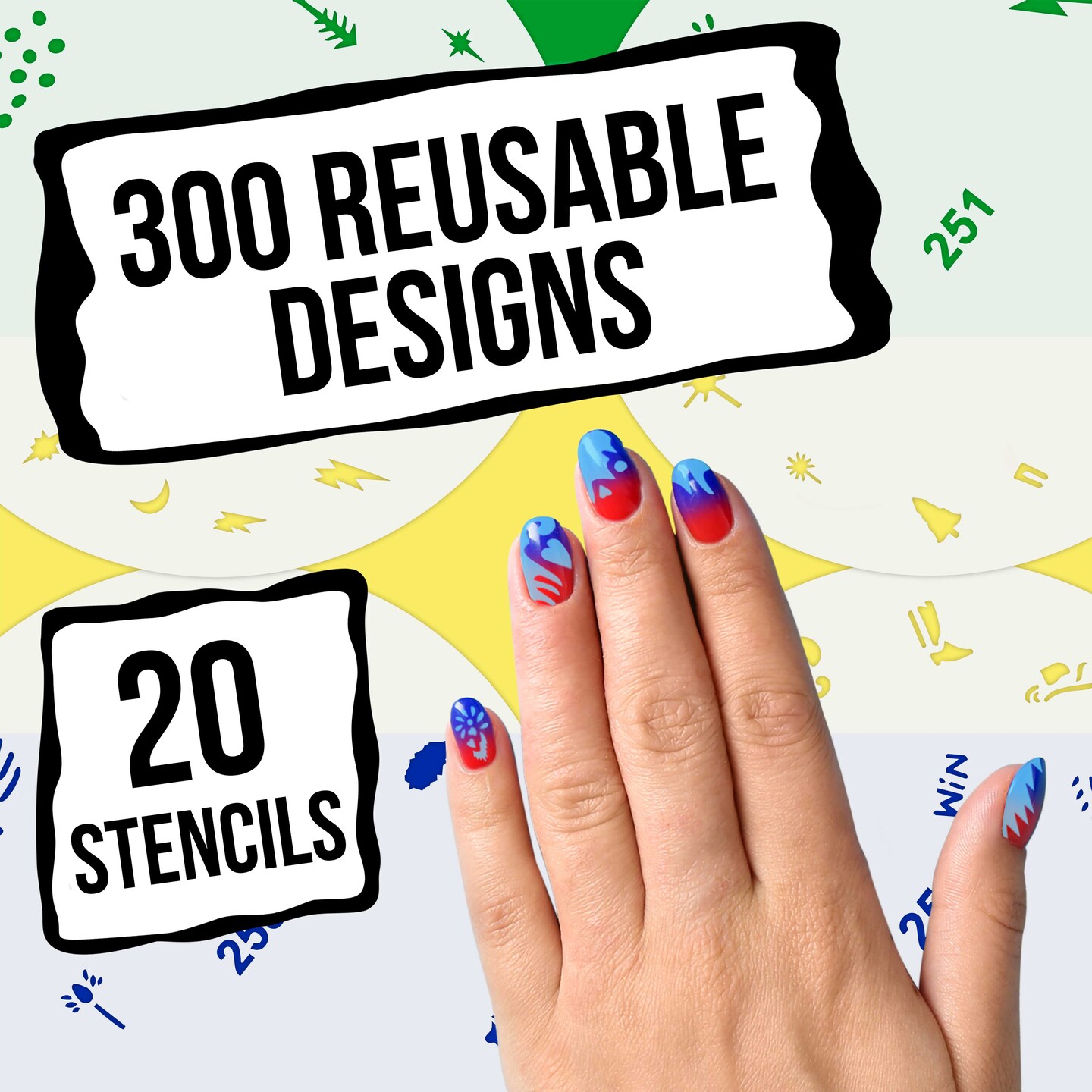 Airbrush Nail Stencils - Nail Art Stencils Series #13: 340 Unique Designs from 20 Individual Templates