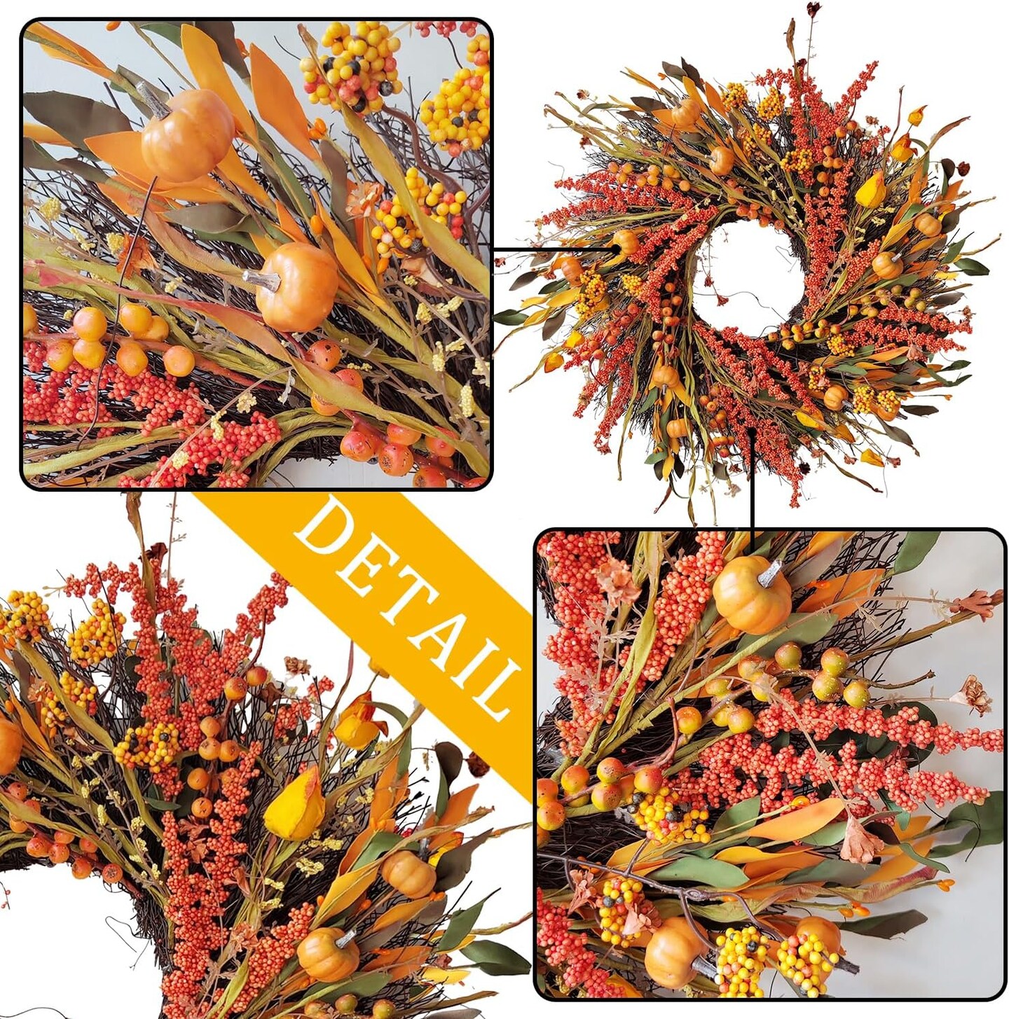 24 inch Fall Wreath Decor(06-orange Berry)