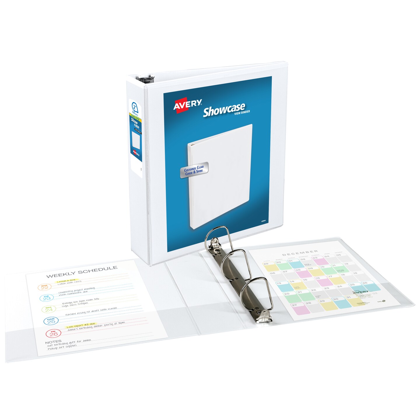 Avery Economy Showcase View 3 Ring Binder, 2 Inch Slant Rings, 1 White Binder (19701)
