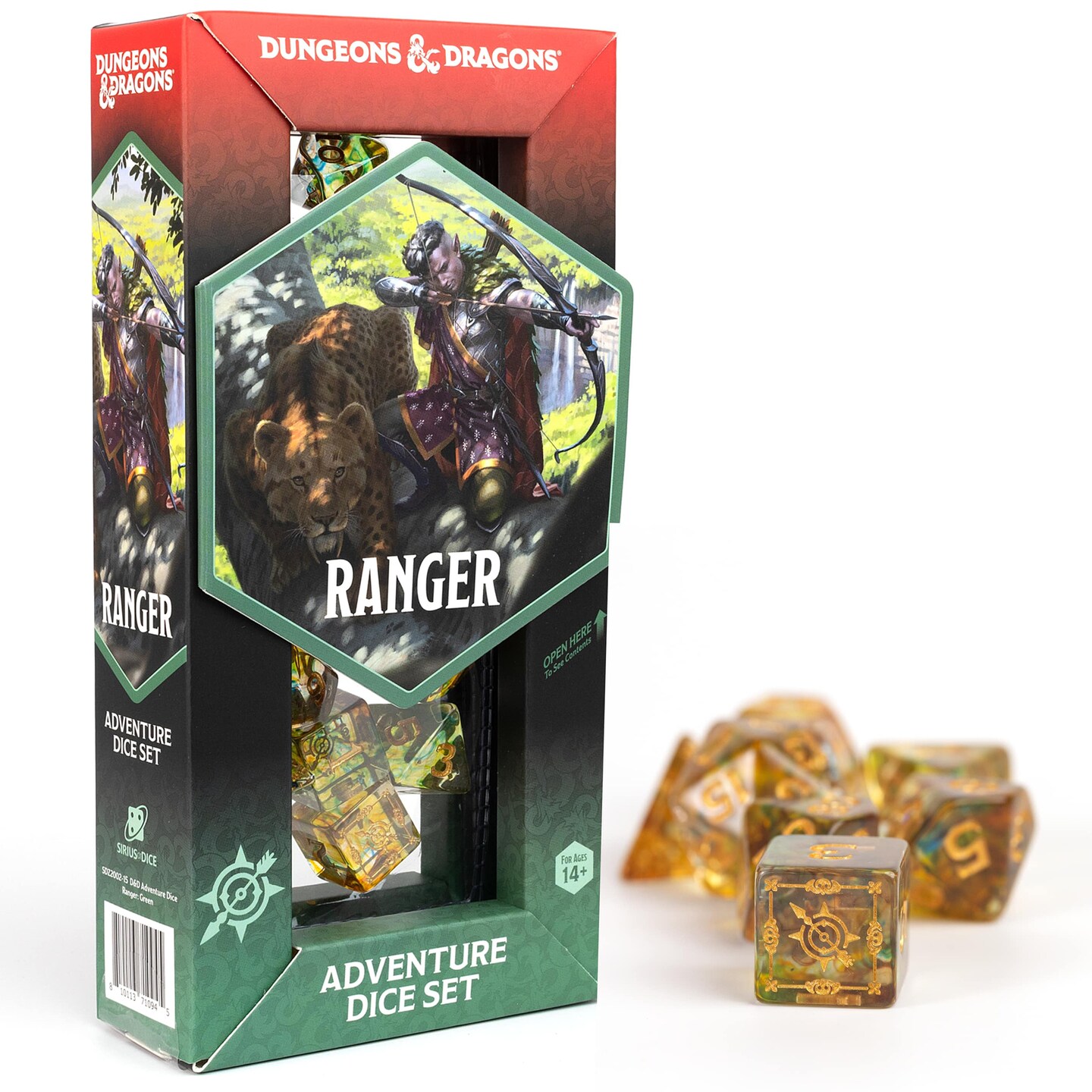 Dungeons & Dragons: D&D Adventure Dice: Ranger - Green Multi - 16pc RPG Die Set, Class Symbols, Roleplaying Game Accessory, Sirius Dice, Licensed