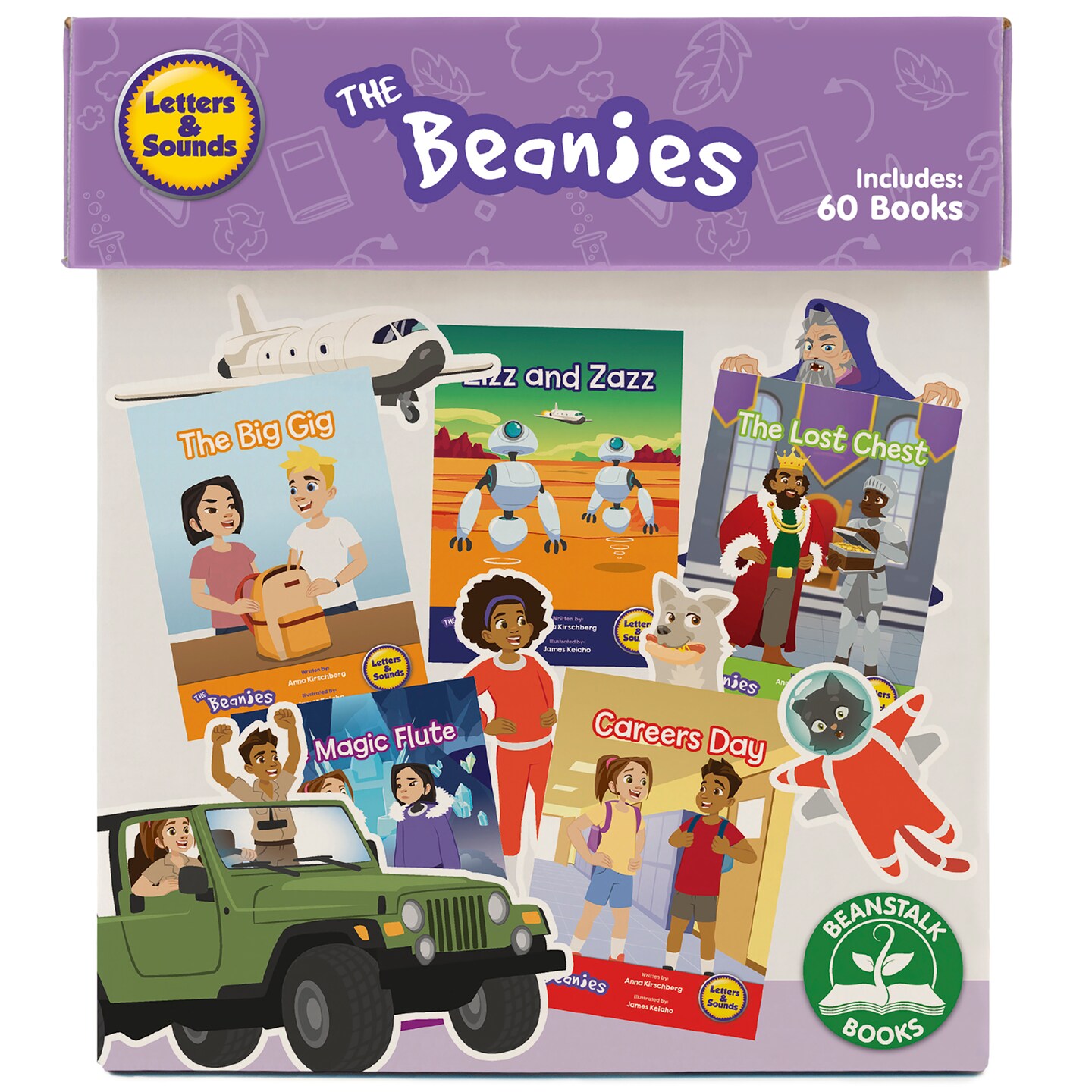 Junior Learning: The Beanies Diversity - Boxed Set - Hi-Lo Decodables, 60 Book Library, Phases 2-6, Week-By-Week Progression, Kids Reading Development