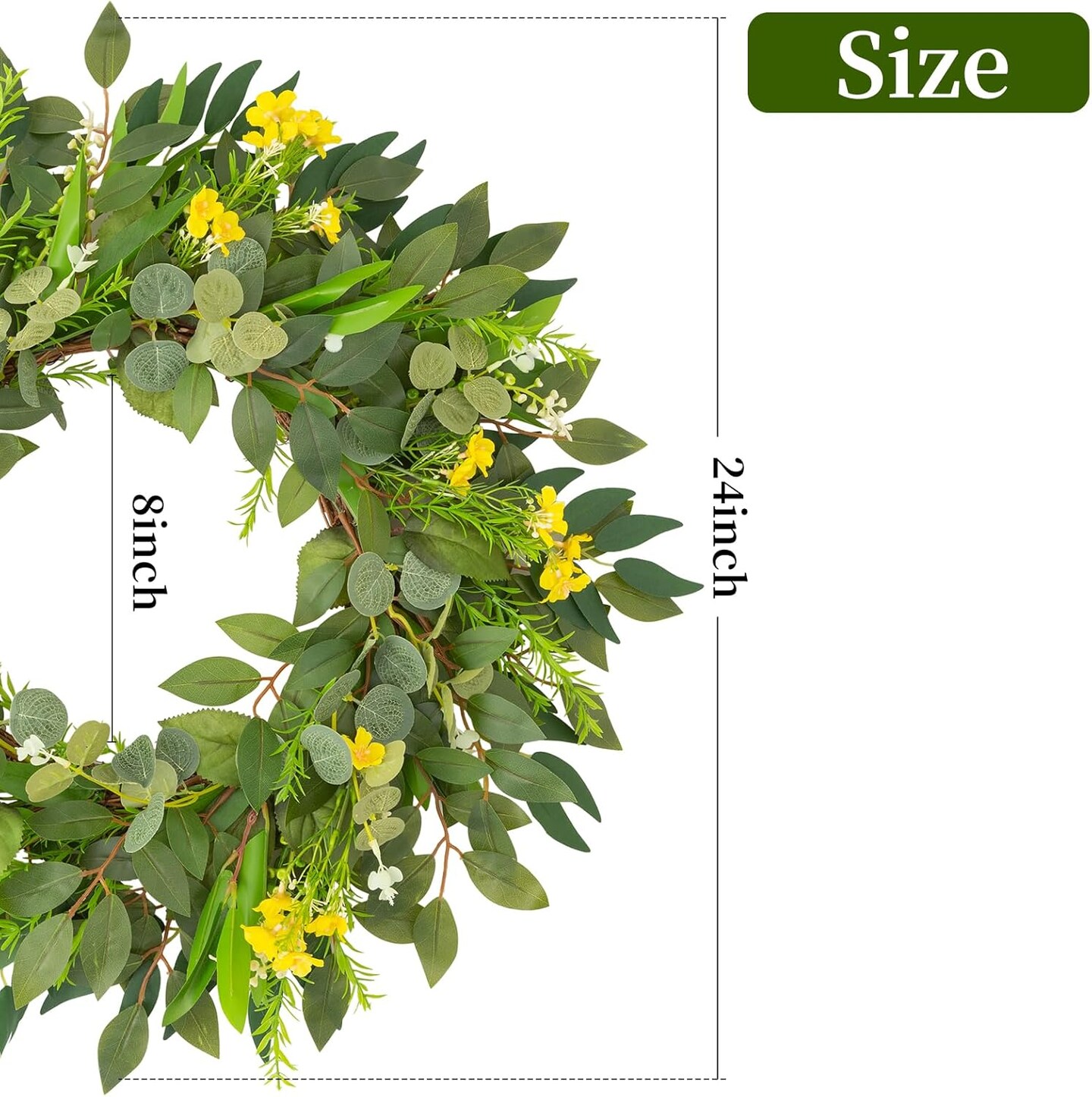 24 Inch Large Spring Summer Greenery Wreaths for Front Door