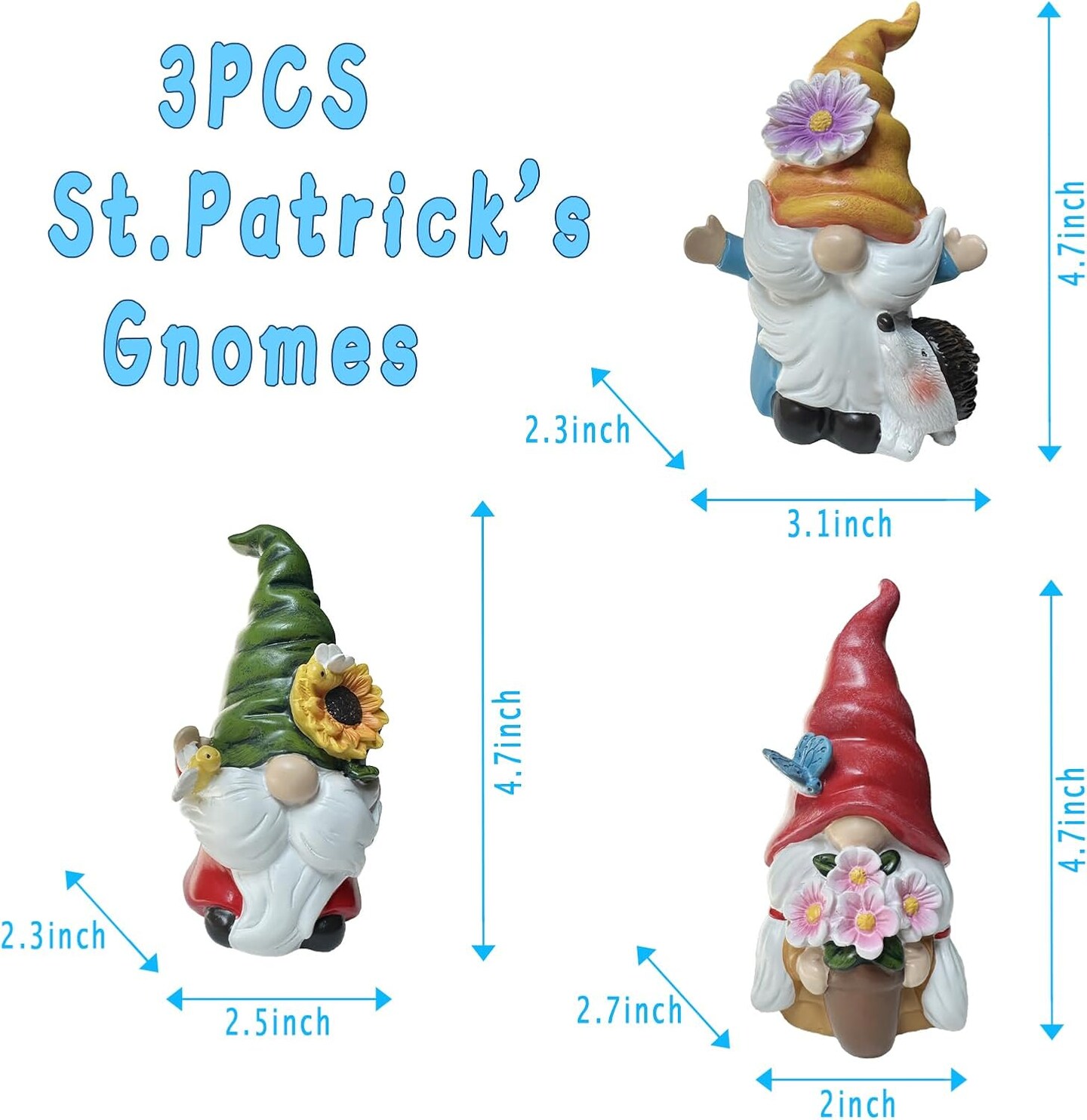 Spring Gnome Decorations Flower Gnomes Ornaments Decor Gifts, Set of 3 Summer Gnomes Figurines Spring Gnomes for Garden Decor Spring Sculptures Gift for Outdoor Decor (Multicolor)