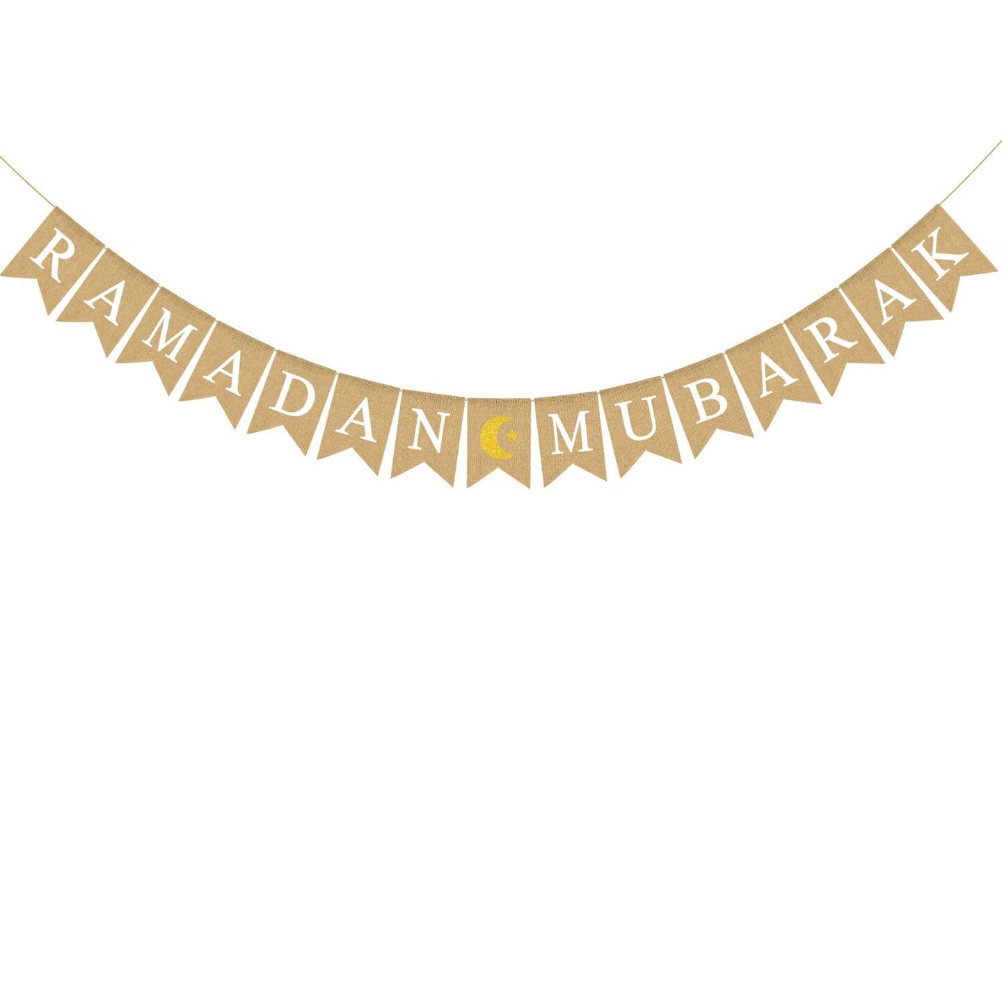 RAMADAN MUBARAK Banner with Moon and Star Mantel Fireplace Decoration