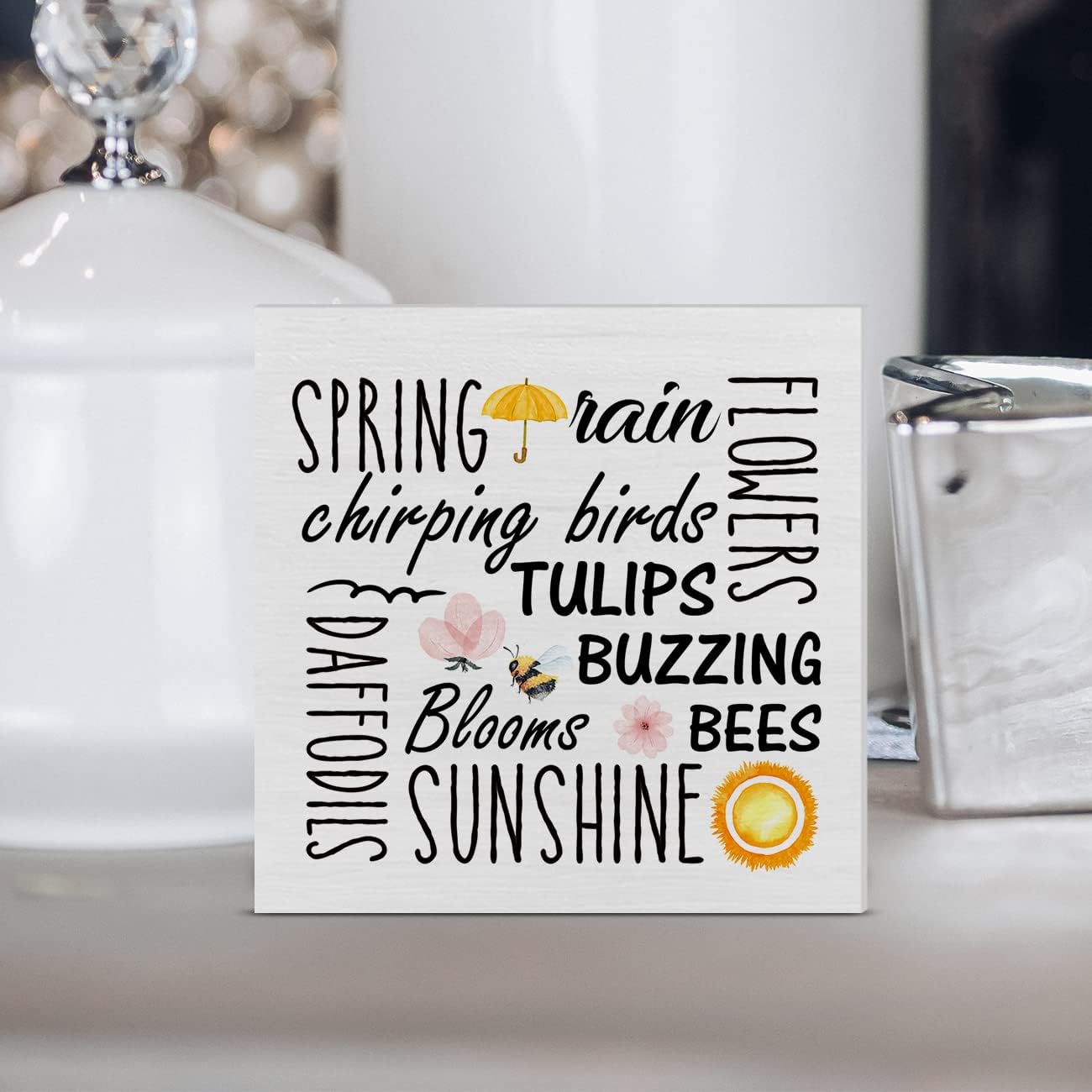 Spring Quote Wooden Box Sign Farmhouse Wood Box Sign Spring