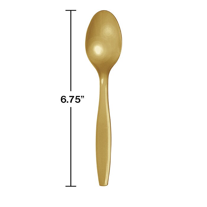 Bulk Pack of 48 Glittering Gold Plastic Spoons