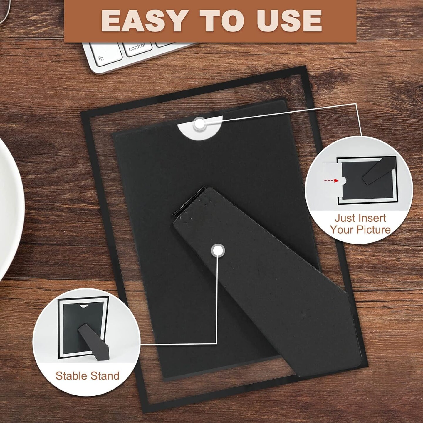 4x6 Picture Frames Set of 2, Black Glass Photo Frame