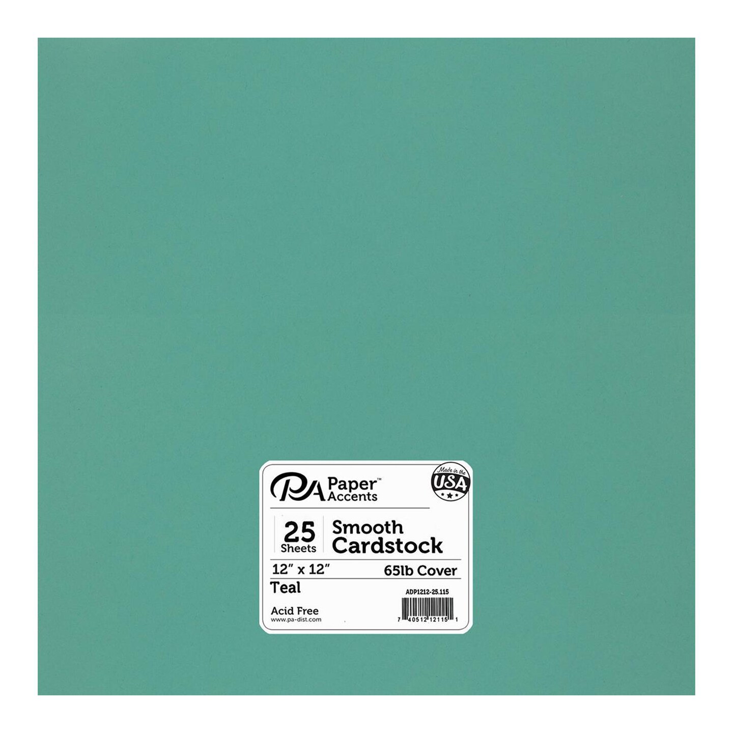 PA Paper Accents Smooth Cardstock 12" x 12" Teal, 65lb colored cardstock paper for card making, scrapbooking, printing, quilling and crafts, 25 piece pack
