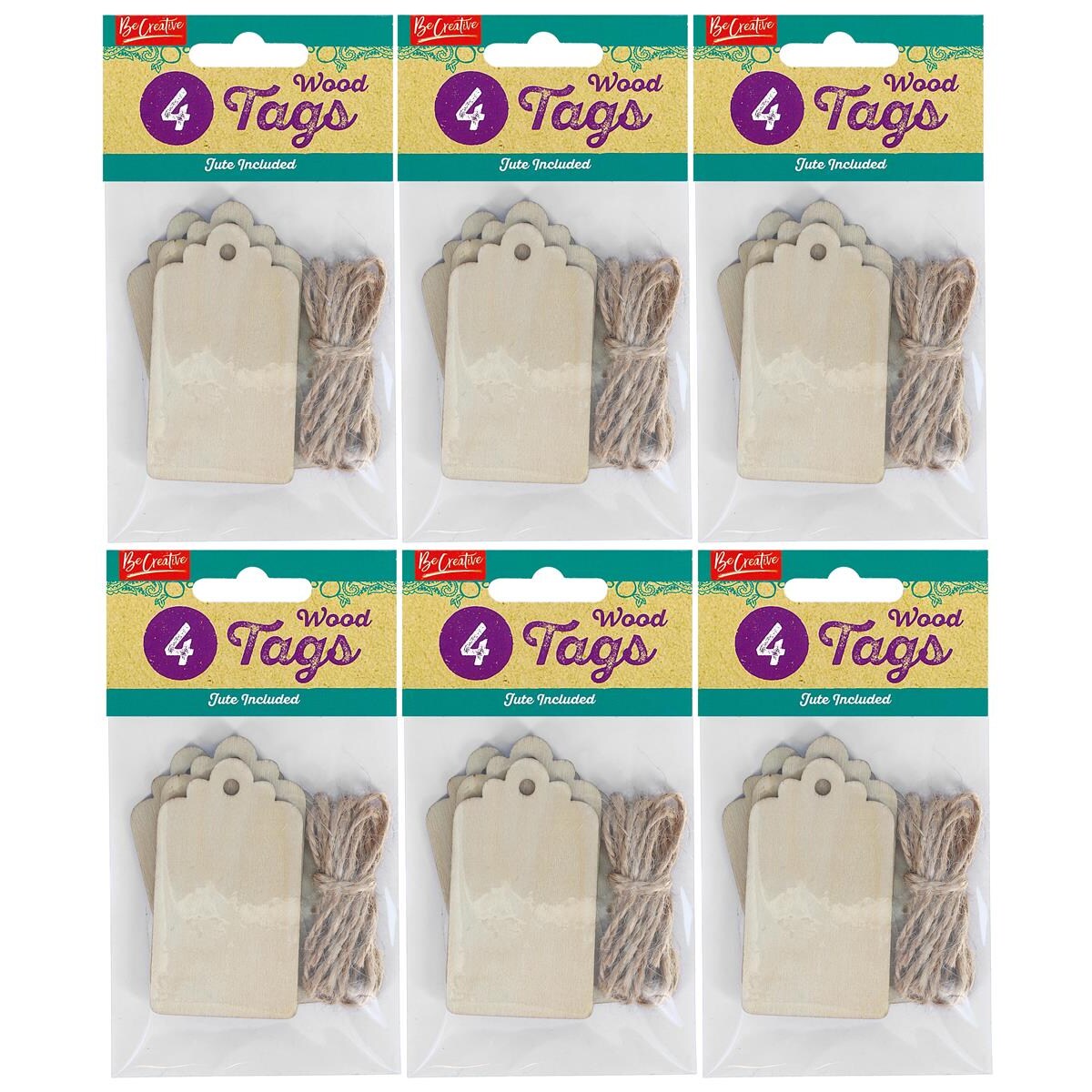 Essentials By Leisure Arts Bundle Wood Tag 6Pk Of 4Pc &#x2013; Perfect Unfinished Wooden Tags With Holes, Ideal For Diy Projects &#x26; Crafts, Great Wood Tags For Crafts With Holes
