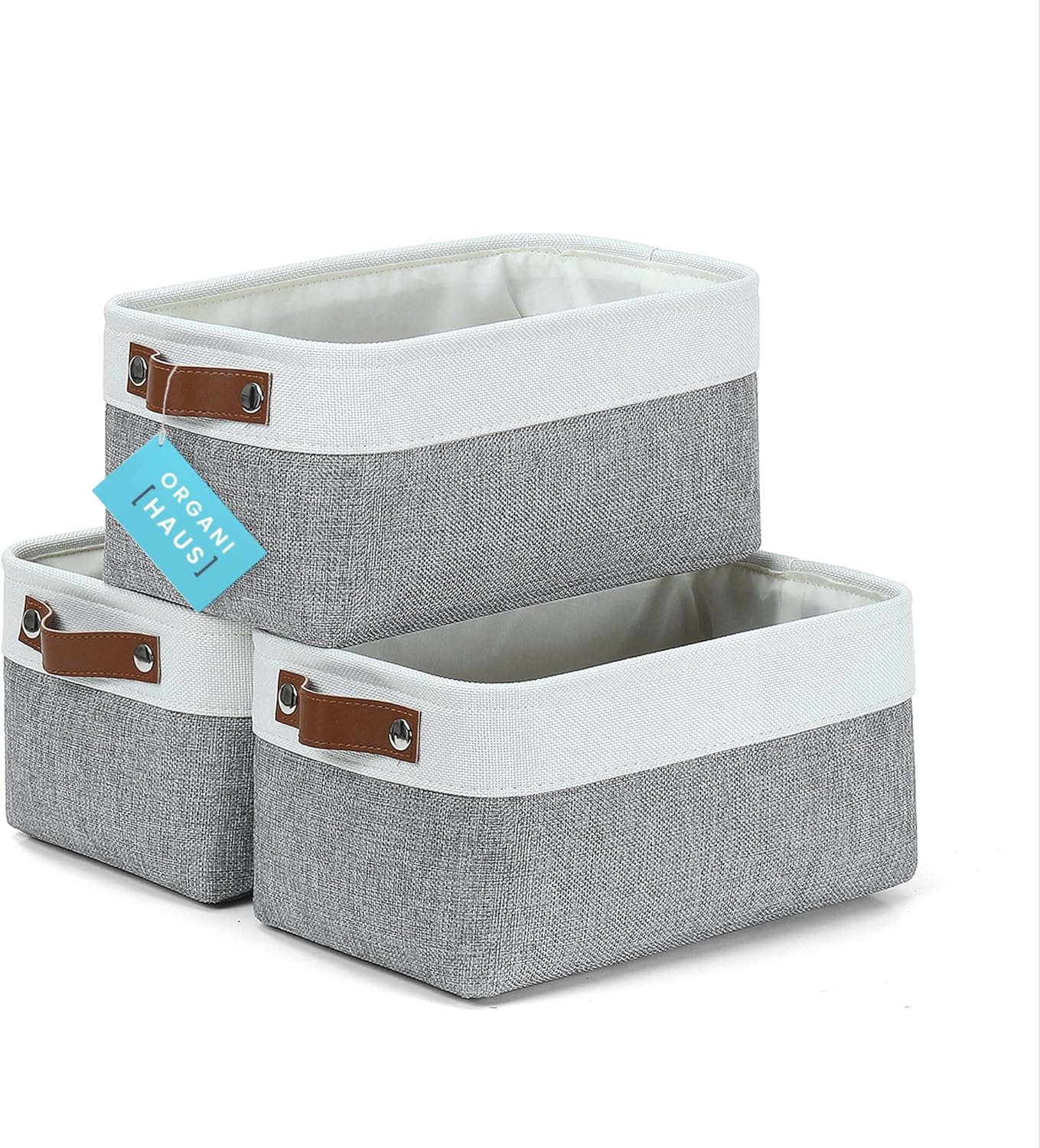 Small Fabric Storage Bins for Shelves 3 Pack, 12x8in Closet Storage Bins for Shelves