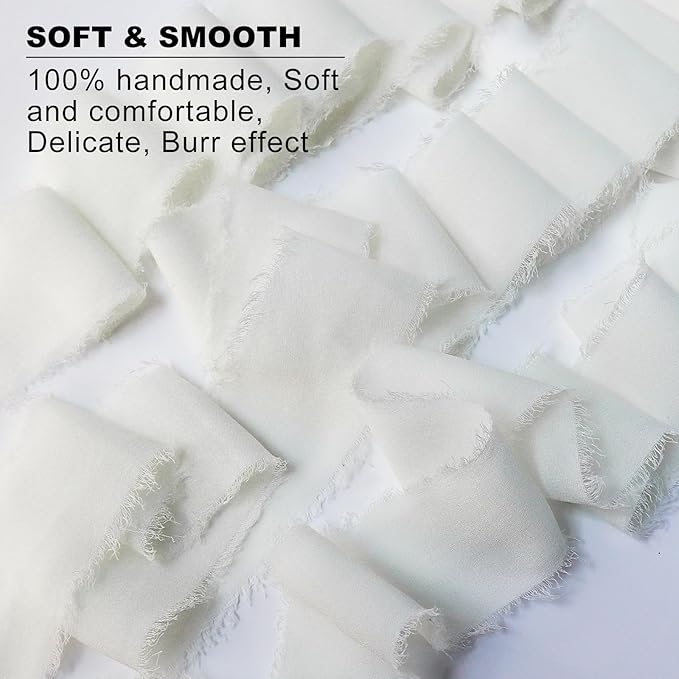 3 Rolls Cream White Silk Ribbon, 1.5&#x22; x 7Yd Handmade Chiffon Ribbon, for Gifts Wrapping, DIY Crafts, Wedding Invitations, Bridal Bouquets