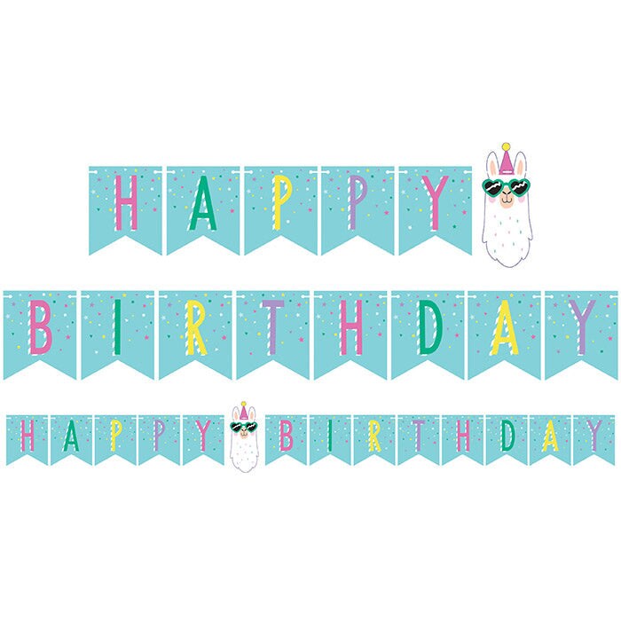 Bulk Pack of 2 Llama Party Happy Birthday Banners w/Twine