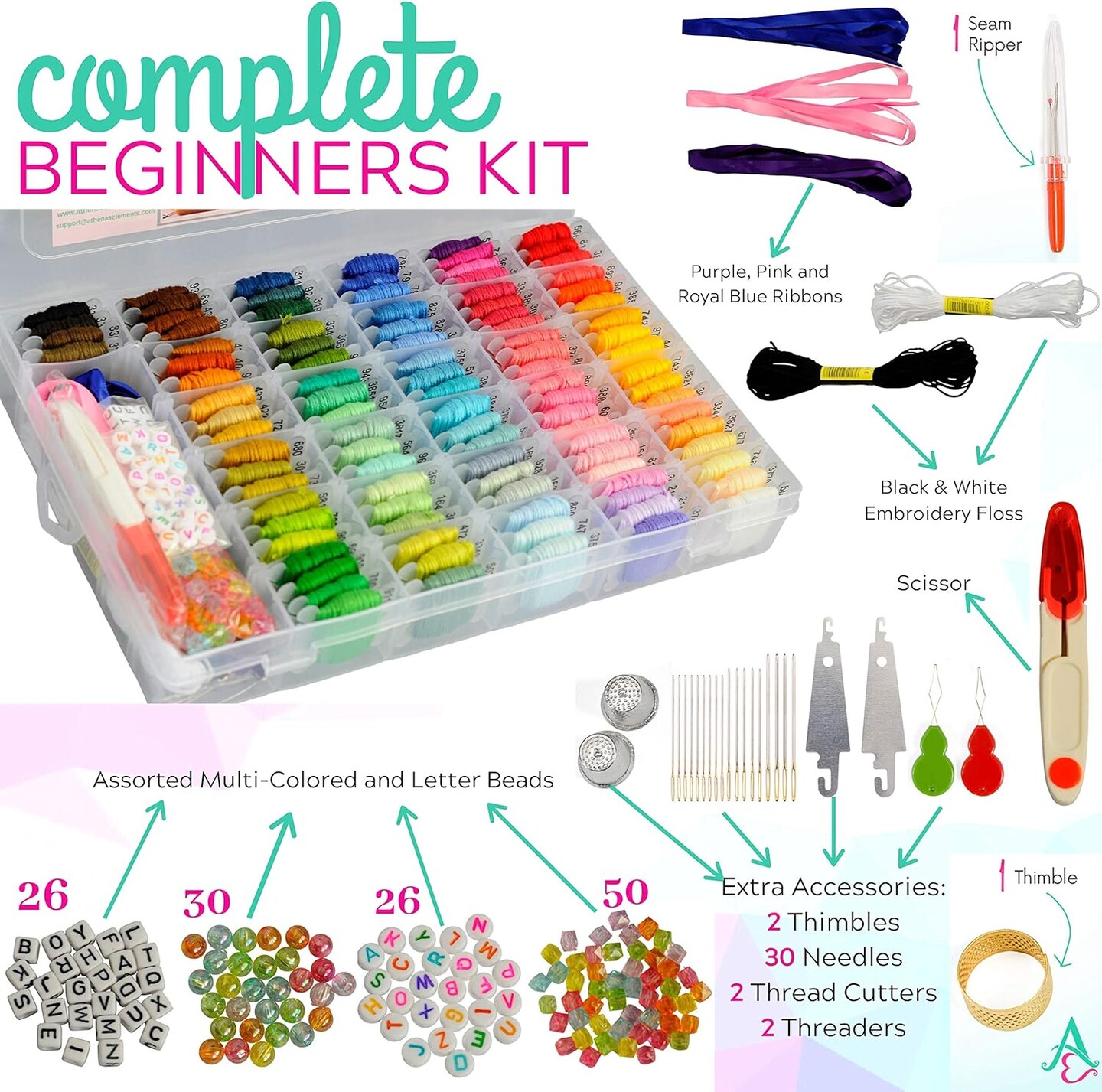 Embroidery Floss - 276 Pcs Cross Stitch Thread and Accessories - Perfect for Bracelet Making &#x26; DIY Embroidery Projects | Bonus Accessories Included