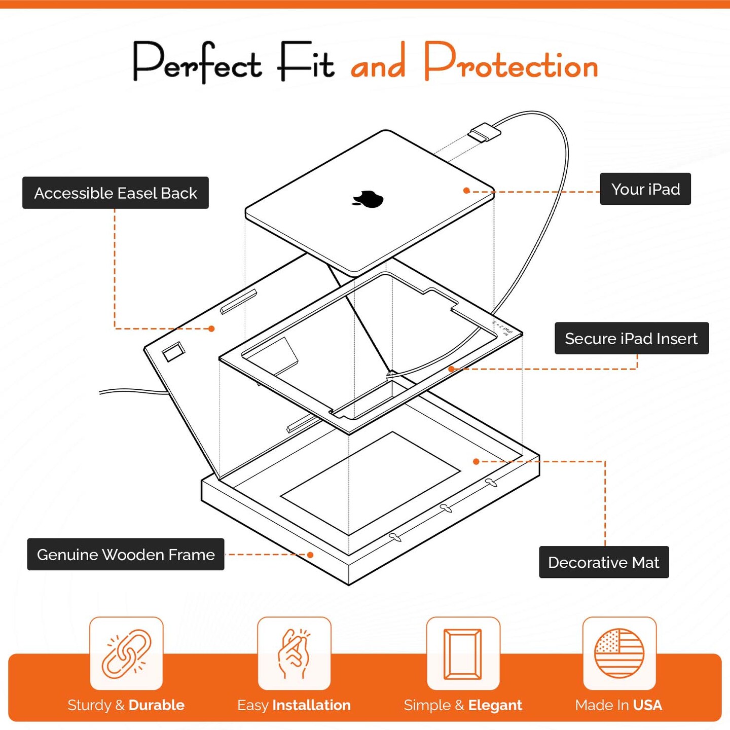 iFrame iPad Frame | Turn Your iPad Into A Beautiful Interactive Digital Picture Frame | Perfect at Home Or Work | Includes Table Stand and Wall Mount for All 9.7&#x201D; iPads