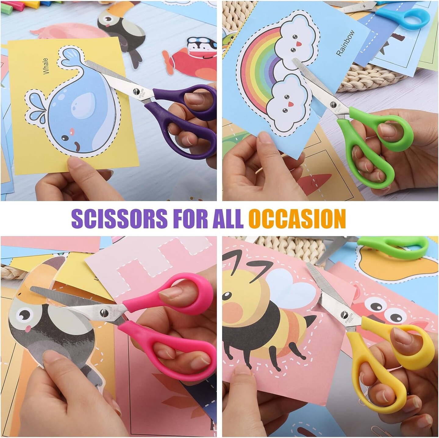 16-Pack 5.5" Safety Scissors – Blunt Tip Stainless Steel with Comfort Grip for Kids & School Crafts