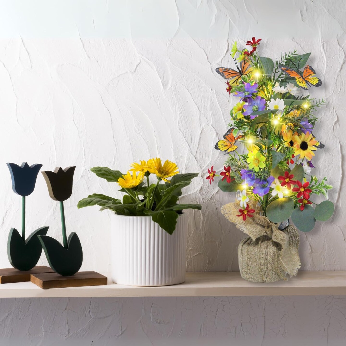 Lighted Trees for Indoor Decor&#x2013;Artificial Tabletop Tree with Burlap Base