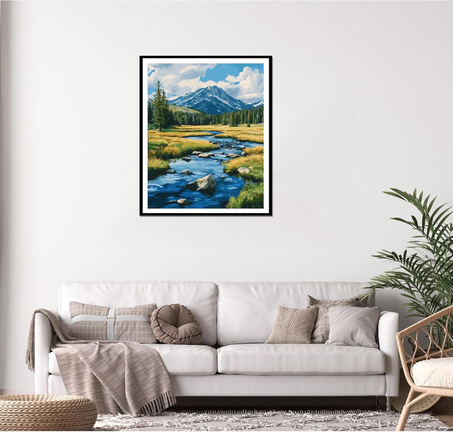 Yellowstone Paint by Numbers for Adults, Easy Paint by Numbers, National Park Paint by Number Kits, Nature Landscape Canvas Gift Home - Spring Mountain Lake Wall Decor(16x20inch)