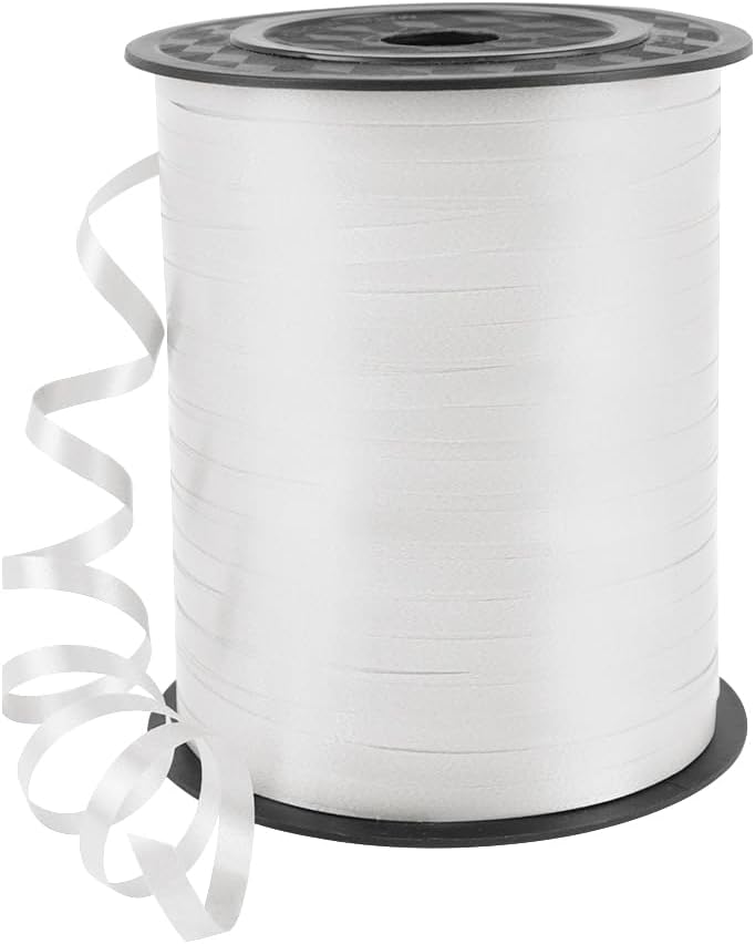 Curling Ribbon White, Balloon String Curly Ribbon 1 Roll for Gift Wrapping