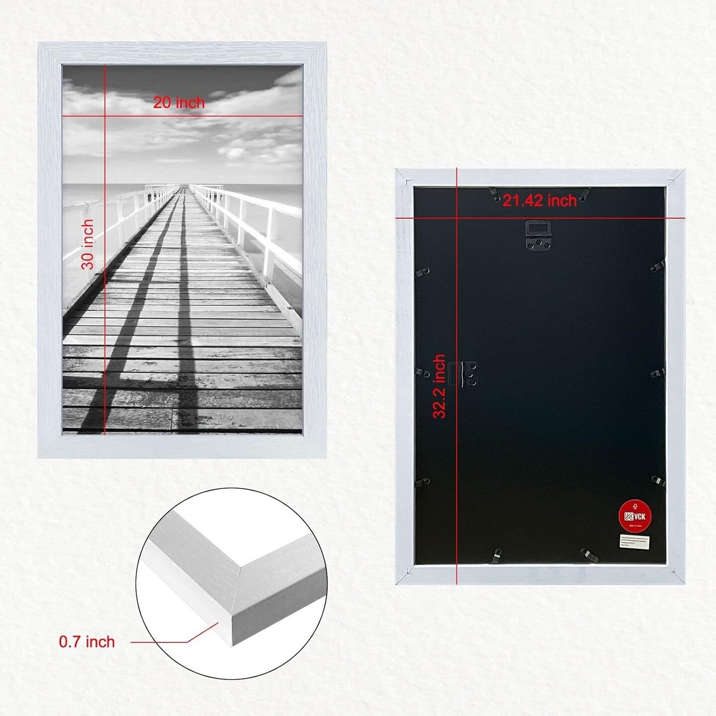 Poster Frames 20x30 White 3 Pack, Solid Wood Picture Frames for Wall Mounting Hanging Art and Puzzle Frame