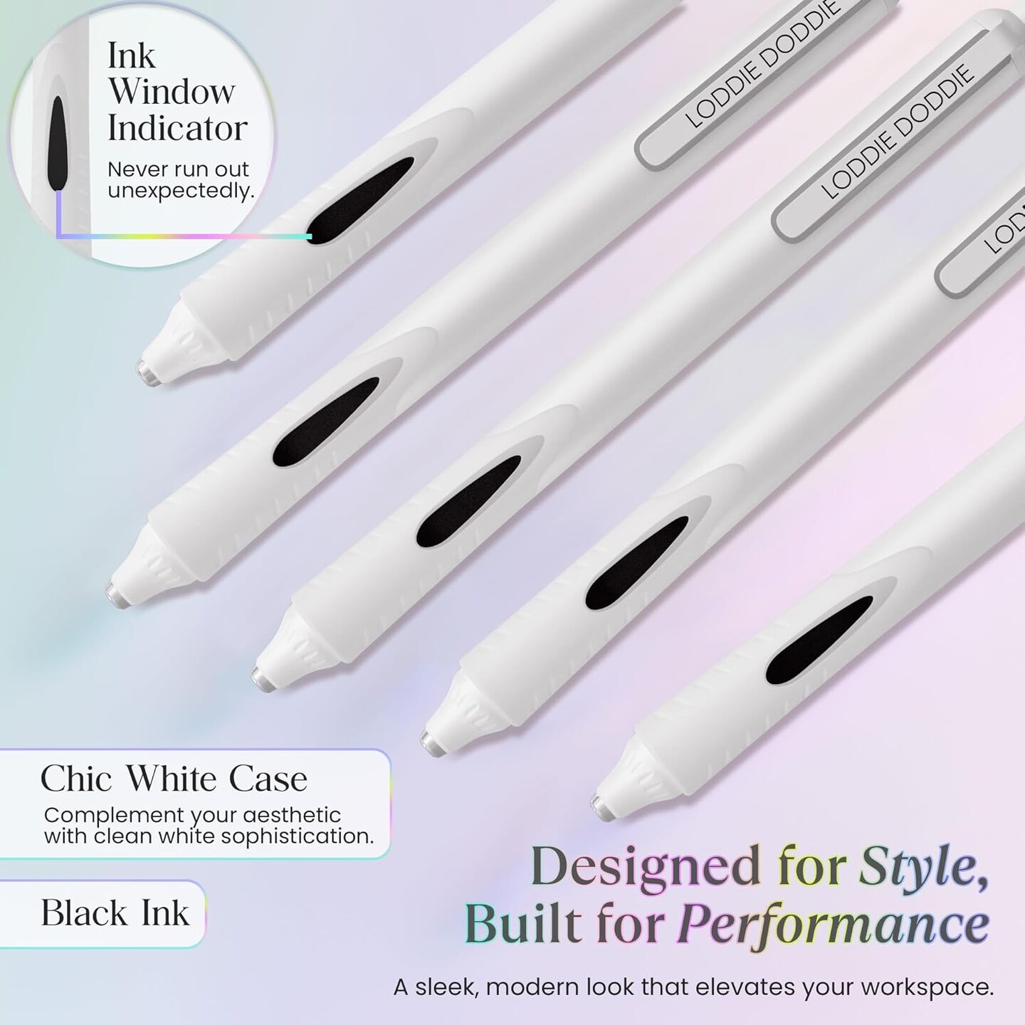 Retractable Gel Pens - 0.5mm Tip Gel Pens for Journaling, White Barrels, Silent Clicker, Smooth Writing, Quick-Dry Ink, Gel Pen Set