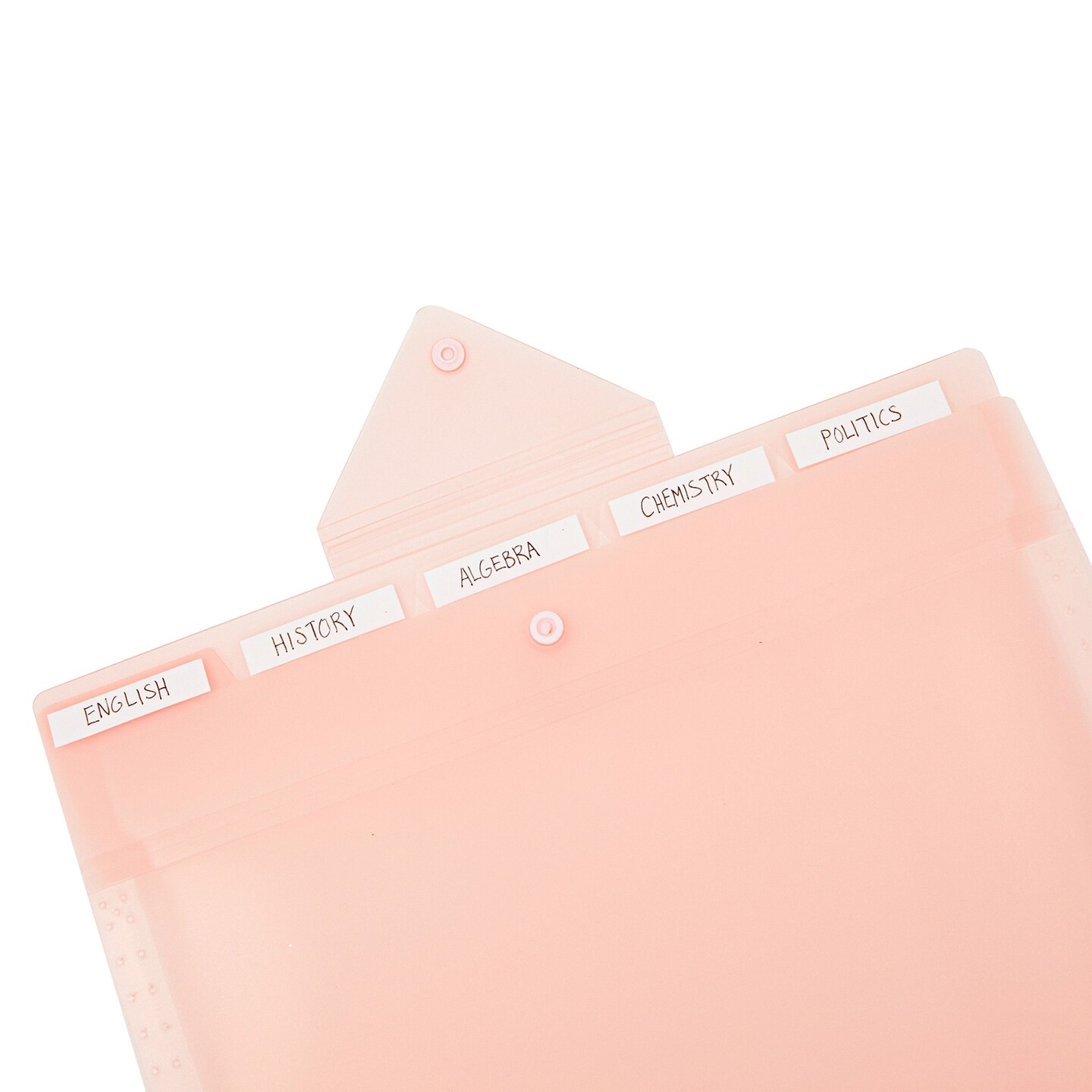 3 Pack Expanding File Folder, Pocket Document Organizer with Snap Closure and Labels (Letter Size, Pink)