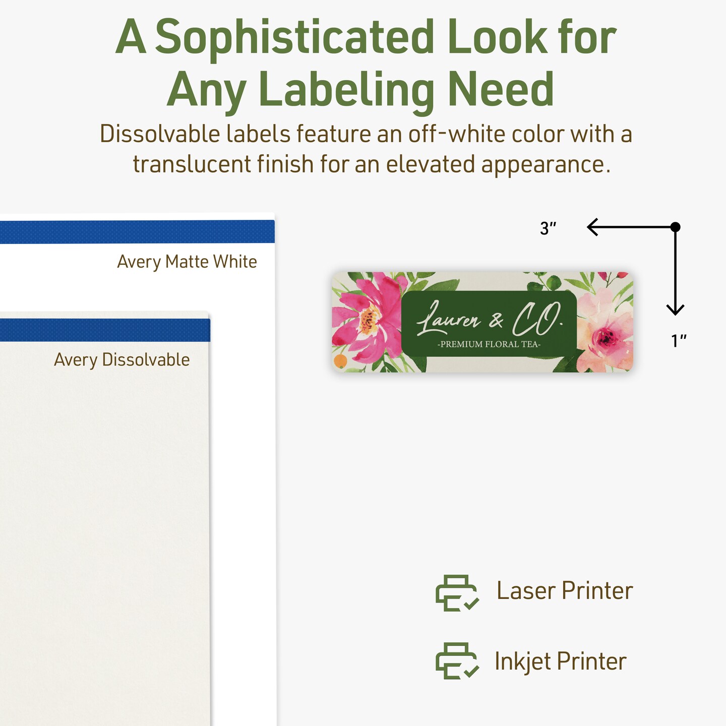 Avery Dissolvable Labels, 1&#x22; x 3&#x22; Rectangle