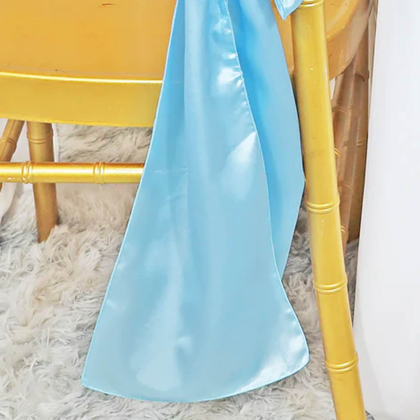 10 Pieces Baby Blue Satin Chair Sashes Soft 8&#x22;x108&#x22; Event Decor