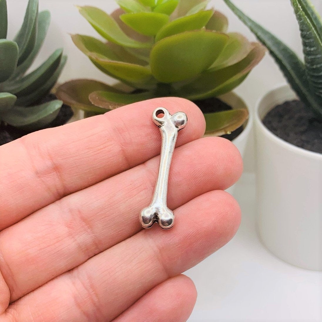 Silver Femur Bone 3D Charms, 30x9mm