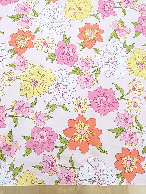 1 Yard Multicolor Blooming Garden Cotton Fabric Floral Stretch Print, 44/45&#x2033; Wide for Sewing &#x26; Crafts