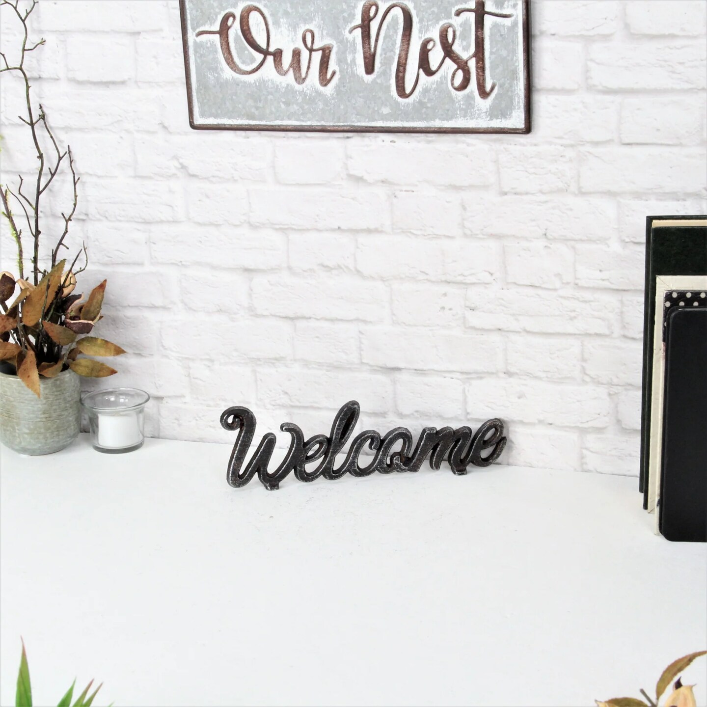 Contemporary Home Living Elegant Cast Welcome Tabletop Sign - 9.75" - Black
