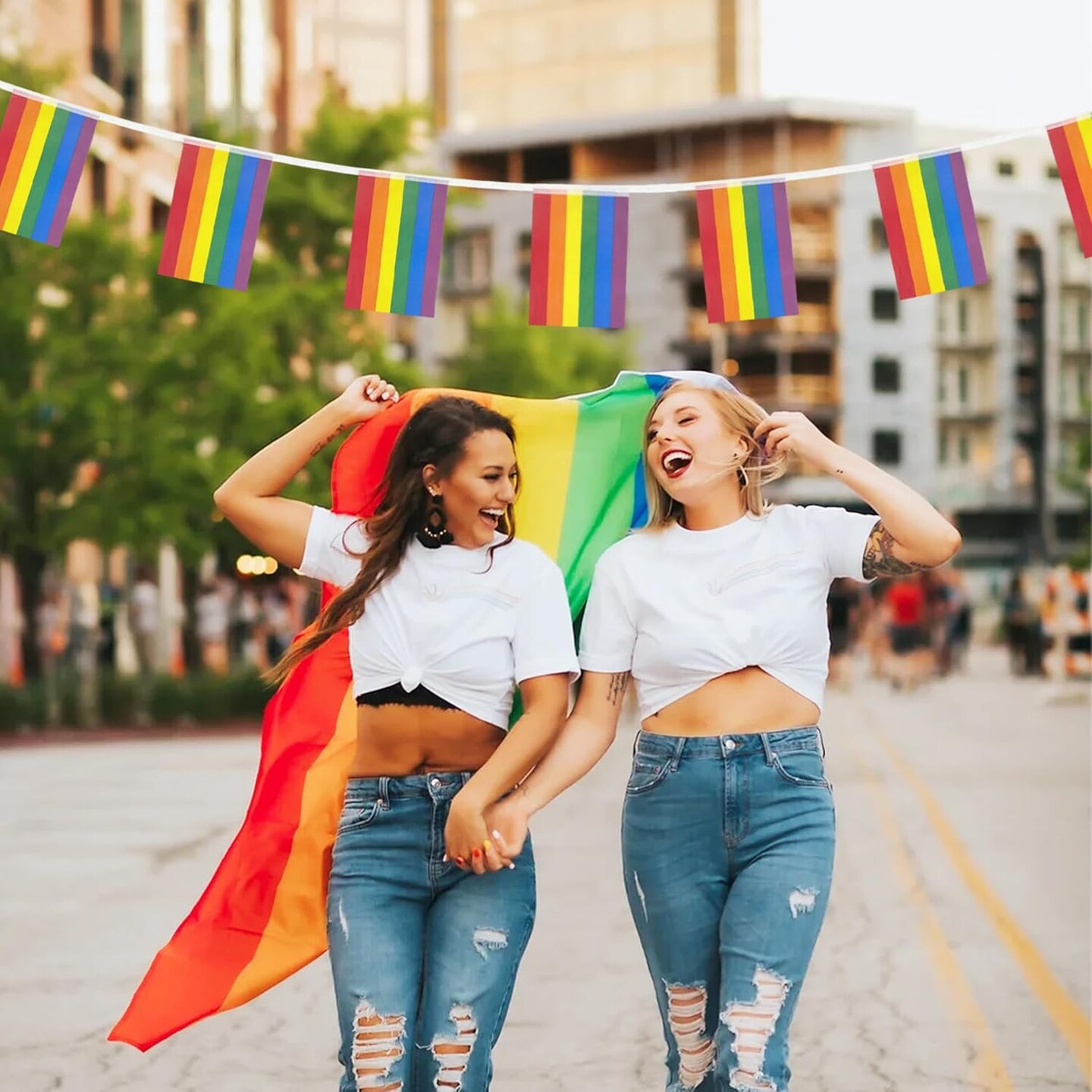 32.8ft Rainbow Pride Flags Banner, Rainbow String Bunting Flag Rainbow Garland Pride Decorations LGBTQ Gay Pride Accessories for Pride Month Home Office Birthday Party
