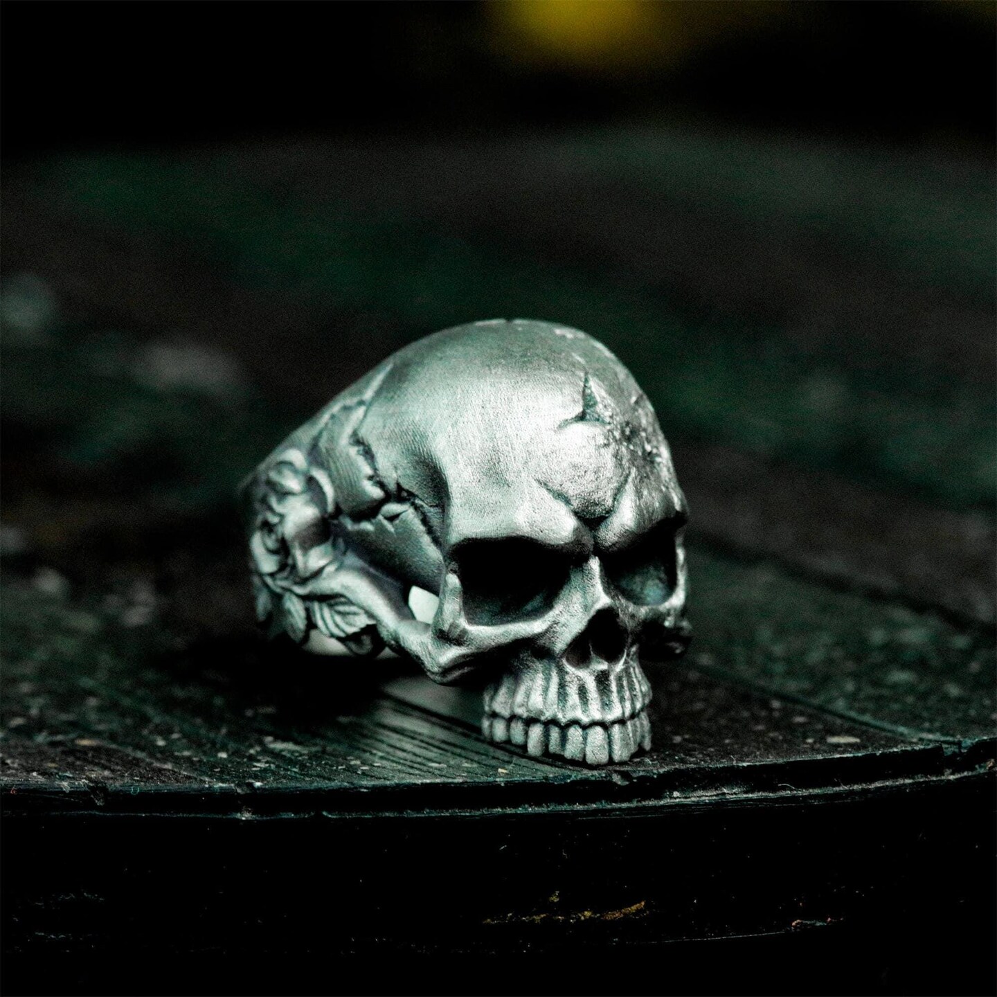 Cracked Skull Rose Ring Handmade 925 Silver Gothic Bone Band MakerPlace  by Michaels