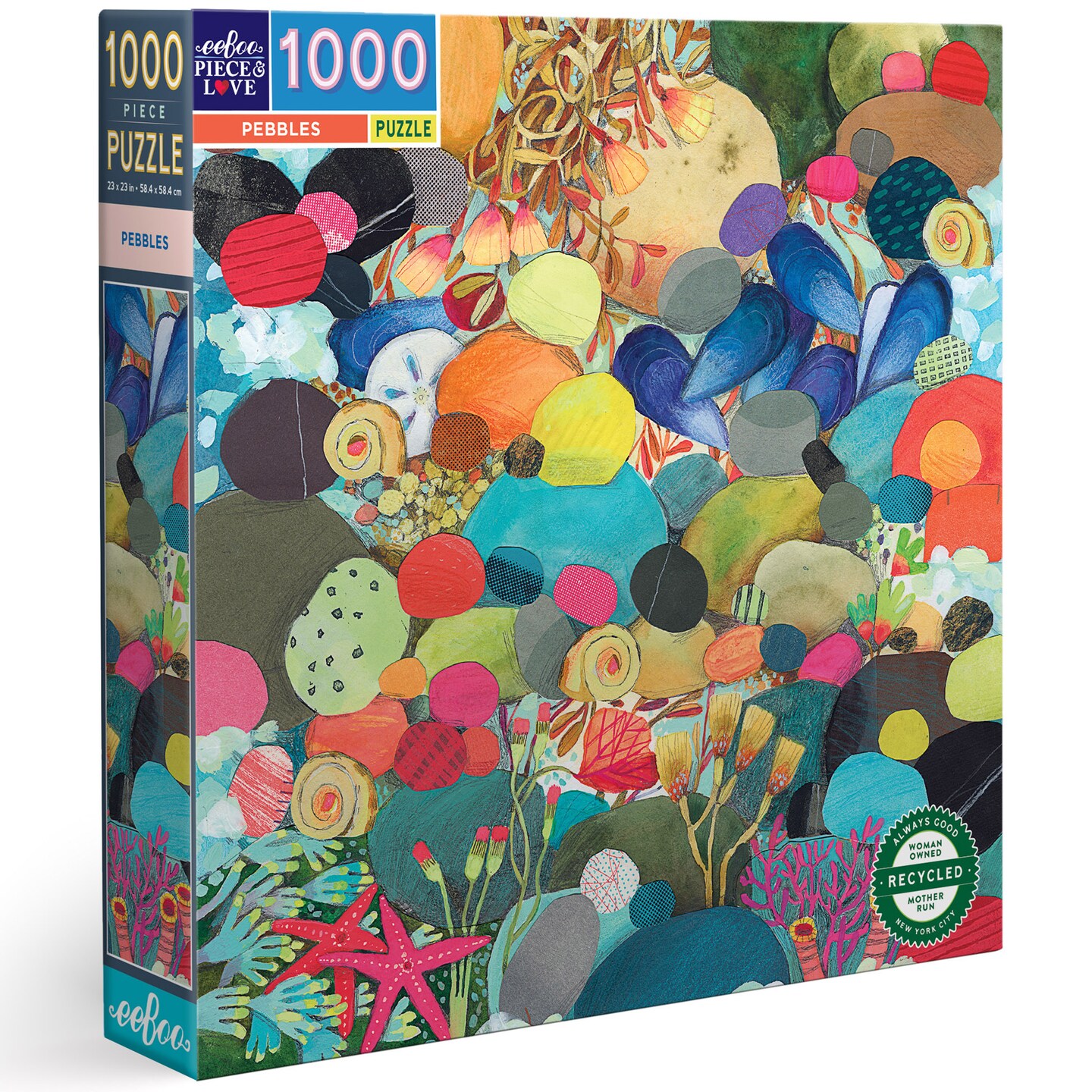 eeBoo Piece and Love Pebbles 1000 Piece Square Adult Jigsaw Puzzle/ ages 14+