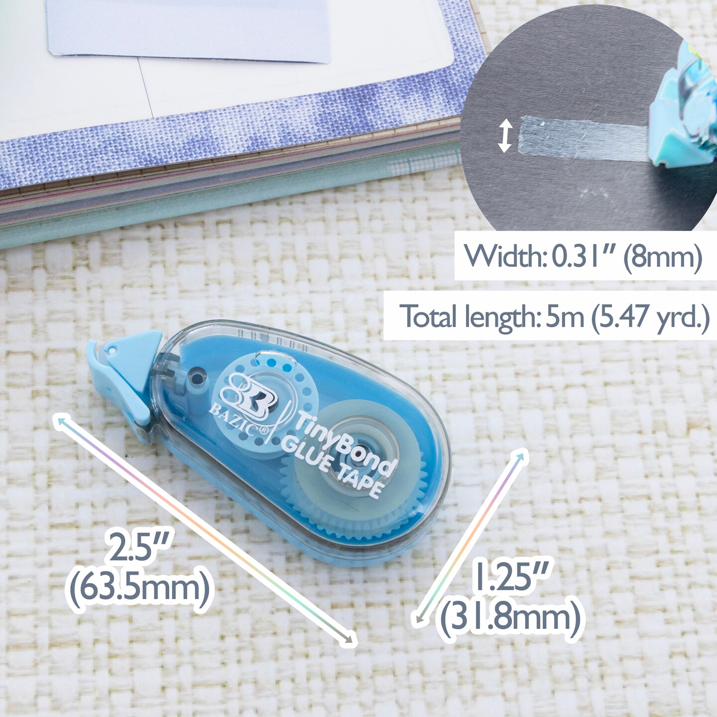 BAZIC Permanent Glue Tape 8 mm x 5 m