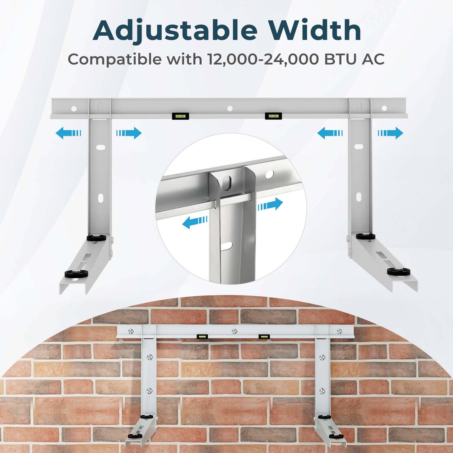 Costway 18&#x22;/22&#x22; Heavy-Duty Mini Split Wall Mounting Bracket with Adjustable Crossbar &#x26; Levlers