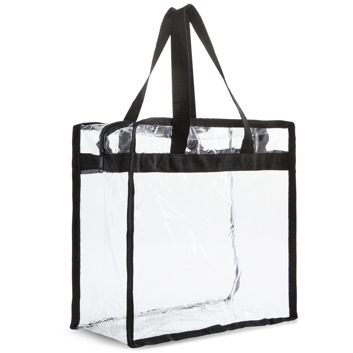 2 Pack Clear Stadium Approved Bags - 12x6x12 Large Transparent Tote Bags with Zippers and Handles for Concerts, Sporting Events, Music Festivals, Work, School, Gym