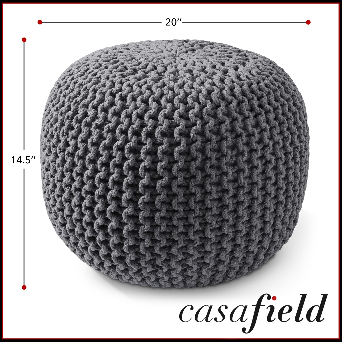 Casafield Pouf Ottomans, Cotton Knit Foot Stools, Boho Floor Pouffes for Living Room, Bedroom, Home Office
