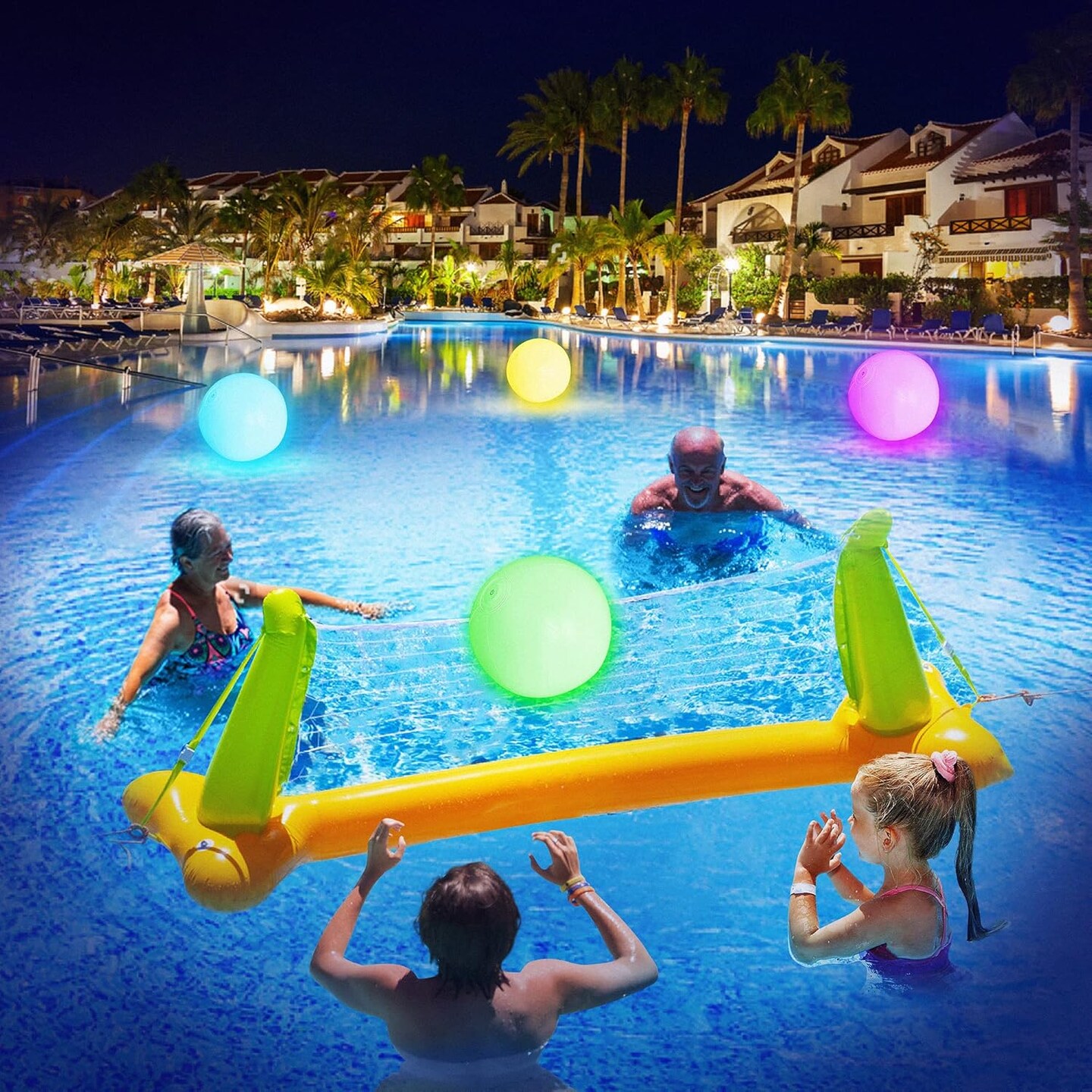 Pool Toys - 4 Pack Light Up Beach Balls for Kids w/ 8 Light Modes, Pool Beach Games Balls for Outdoor or Indoor Activities, Glow in The Dark Pool Beach Decorations for Kids and Adults