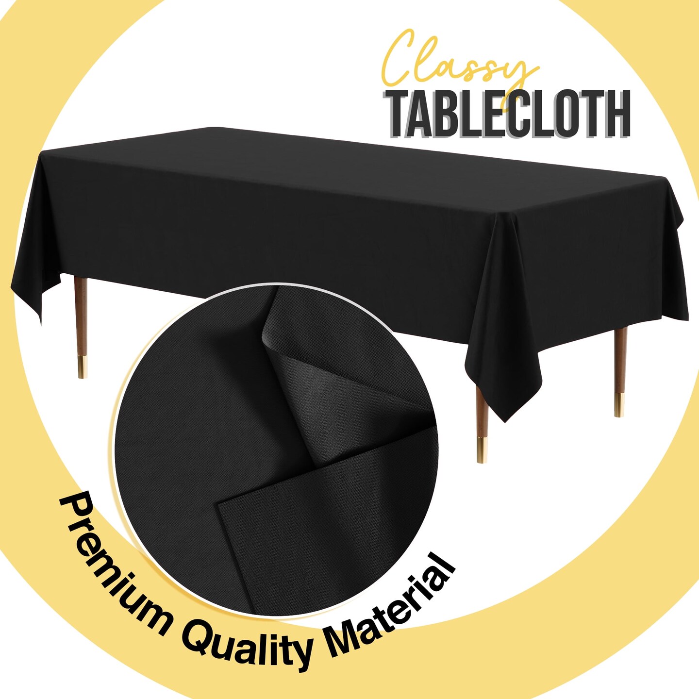 Exquisite 12-Pack Premium Plastic Tablecloth 54in. x 108in. Rectangle Plastic Table Cover