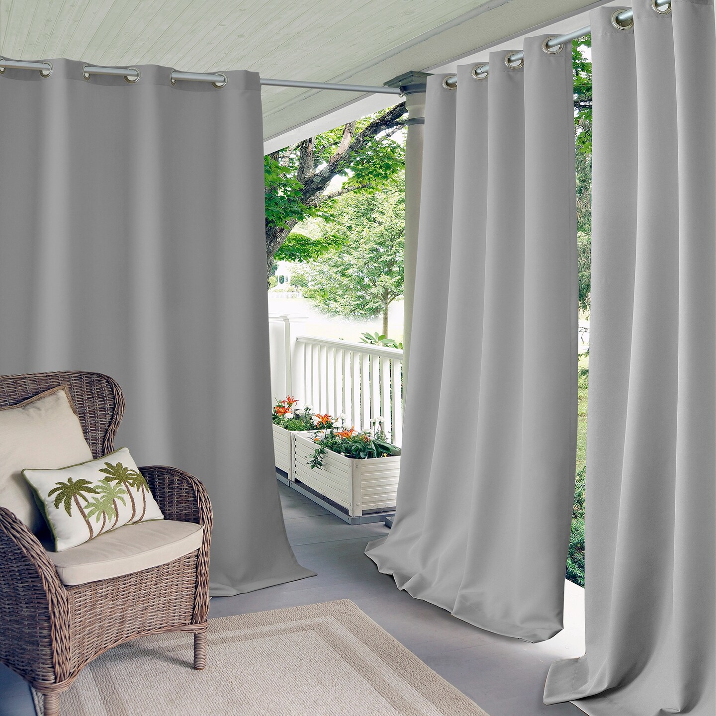Threadmade Home Connor Solid Indoor/Outdoor Window Curtain, Gray - 52"W x 95"L