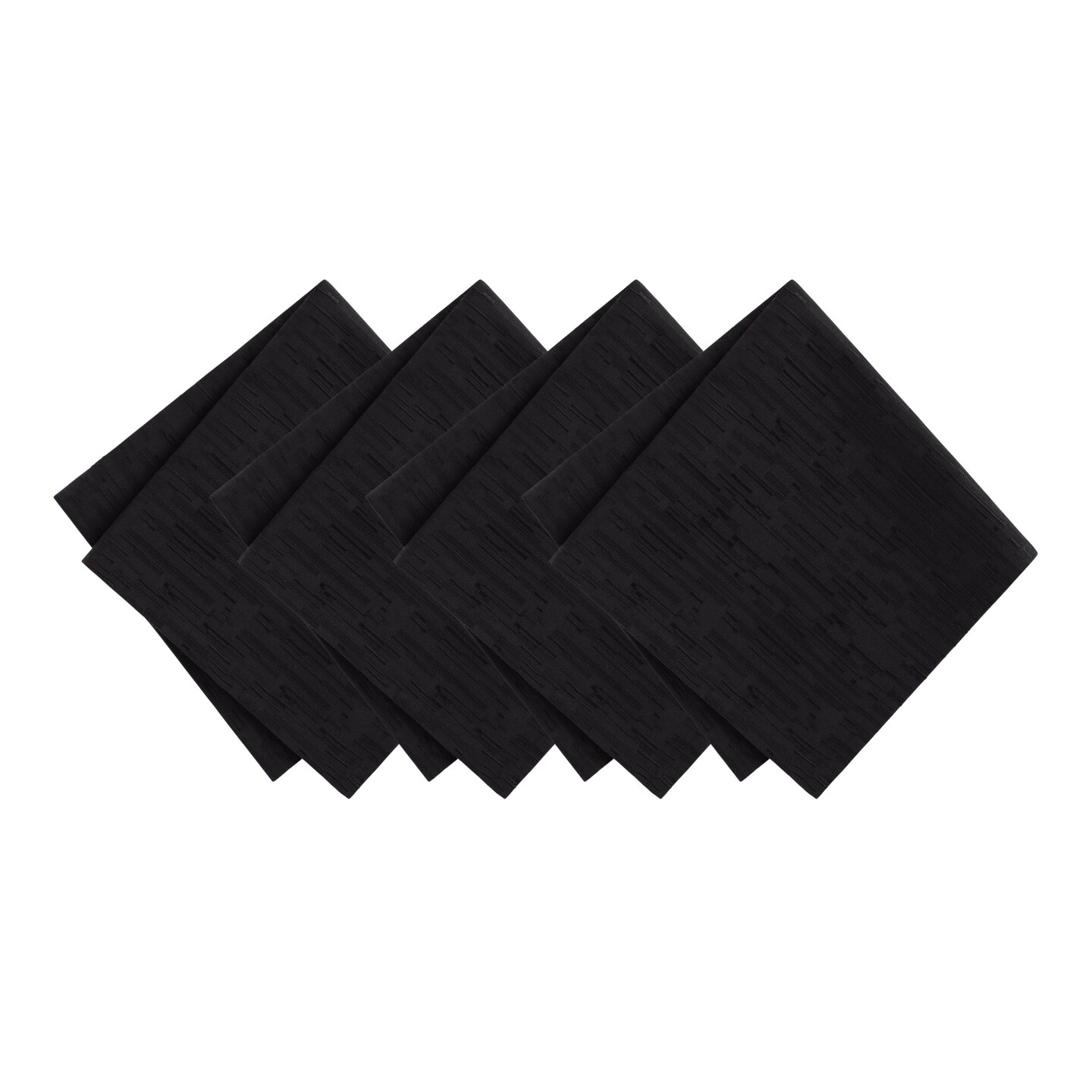 Threadmade Home Continental Solid Texture Water Resistant Napkins, Set of 4, Black - 17"W x 17"L