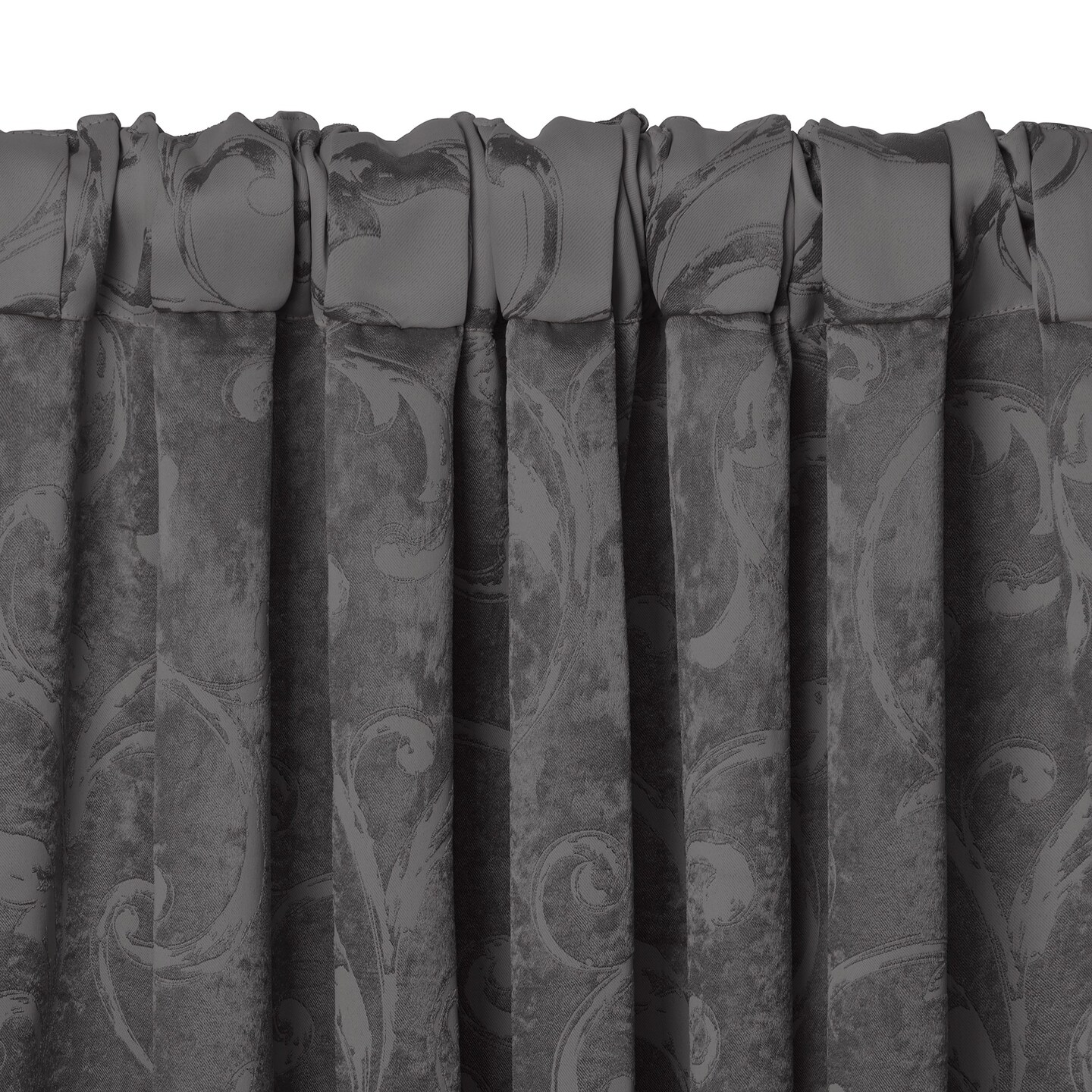 Threadmade Home Mia Jacquard Scroll Blackout Window Curtain, Gray - 52"W x 84"L