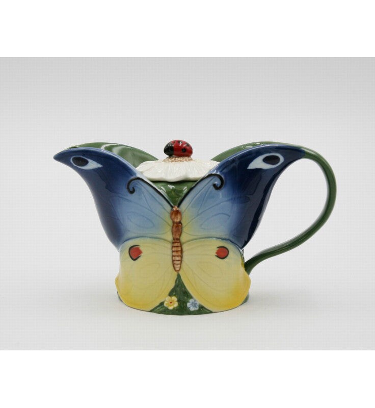 Ceramic Magic Butterfly Teapot, Gift for Her, Gift for Mom, Tea Party D&#xE9;cor, Caf&#xE9; D&#xE9;cor, Spring Kitchen Decor, Cottagecore