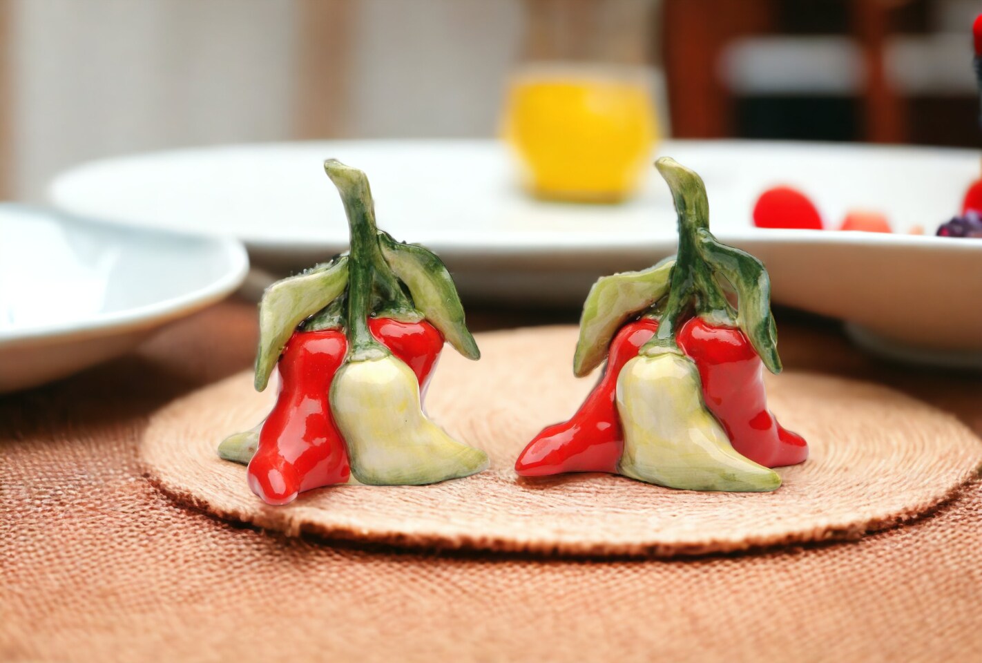 Hand Painted Ceramic Chili Salt &#x26; Pepper Shakers, Home D&#xE9;cor, Gift for Her, Gift for Mom, Kitchen D&#xE9;cor, Farmhouse D&#xE9;cor, Mexican Decor