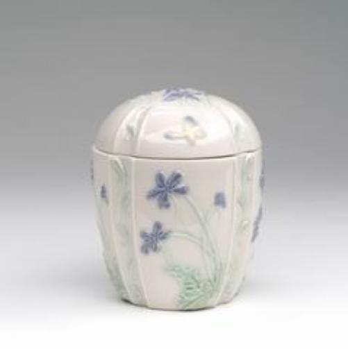 Ceramic Violet Flower Accessory Box, Bathroom Vanity Decor, Gift for Her