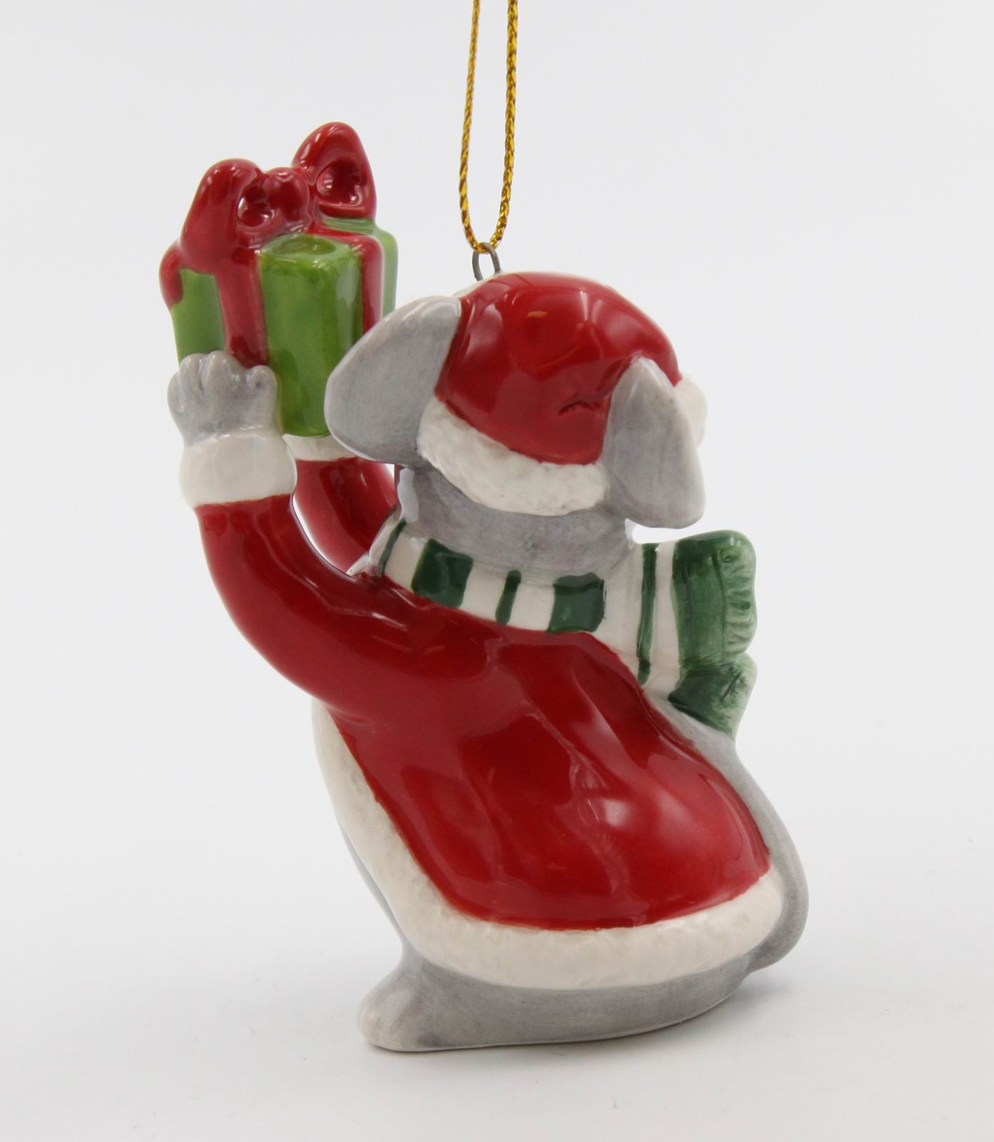 Ceramic Christmas Mouse With Gift Ornament, Home Décor, Gift for Her, Gift for Mom, Kitchen Décor, Christmas Décor