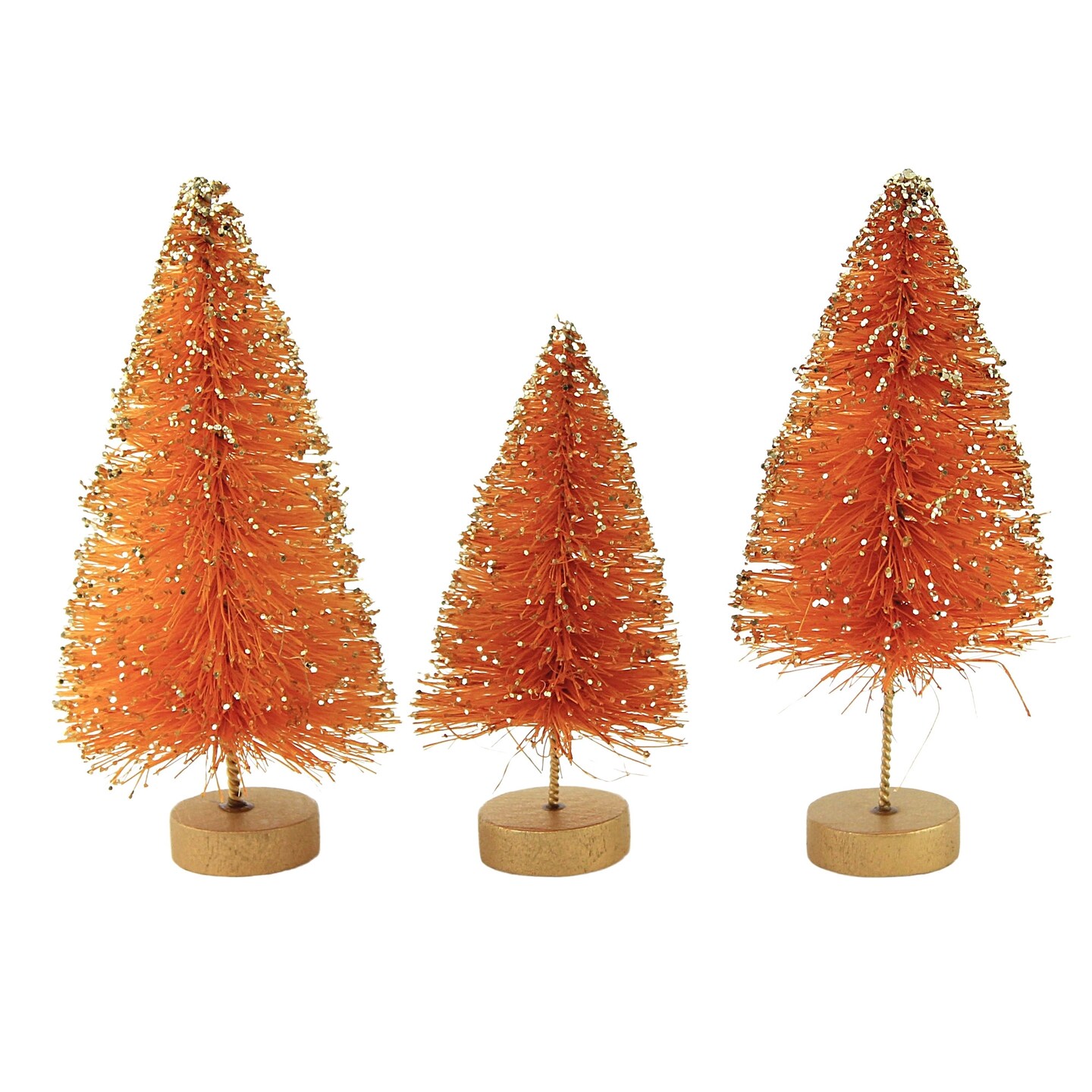 Bethany Lowe 4.5 Inch Mini Bottle Brush Tree Set Halloween Decorative Tree Set , Halloween Decor Glittered