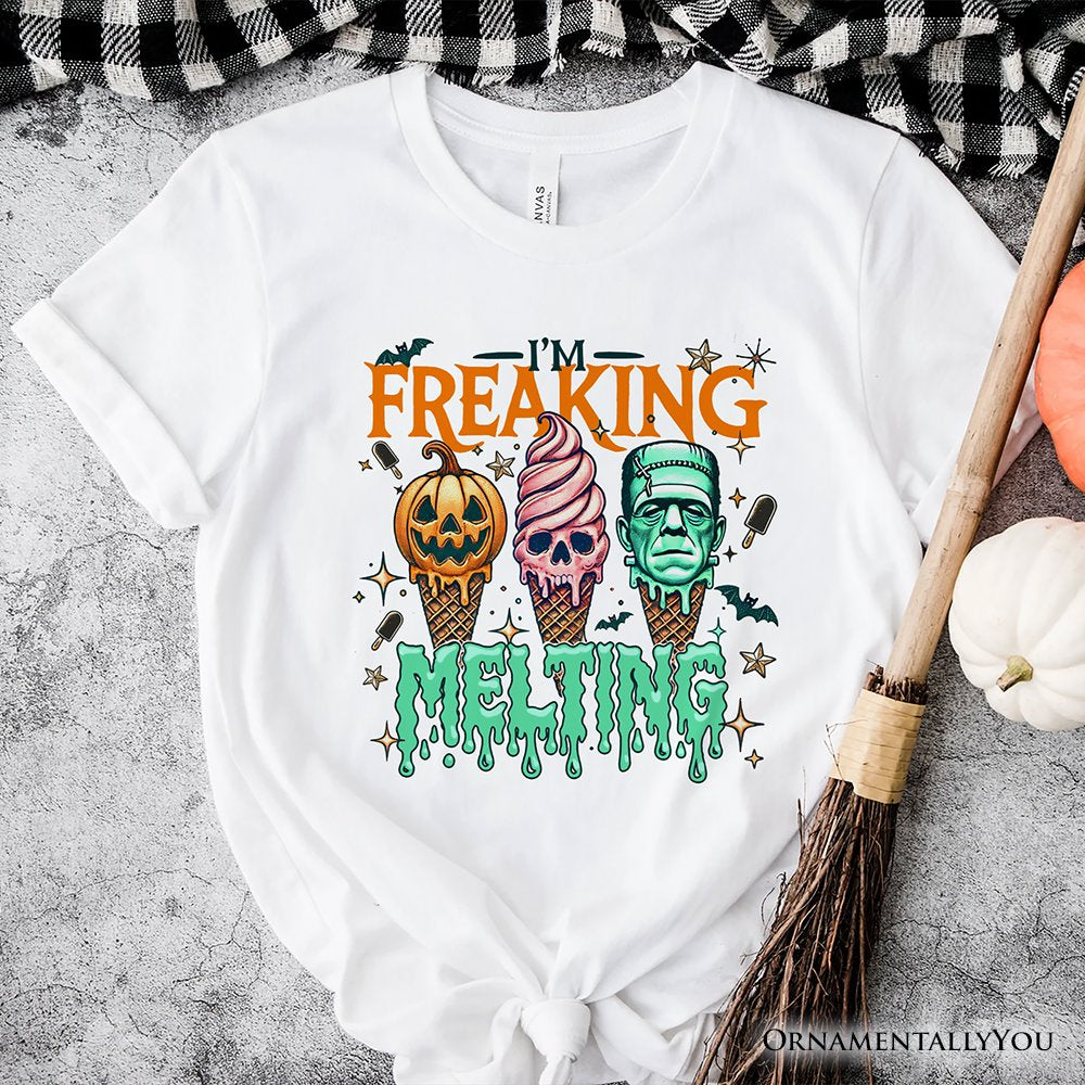 I&#x2019;m Melting Frankenstein T-Shirt, Funny Ice Cream Halloween Tee for Summer Spooky Season