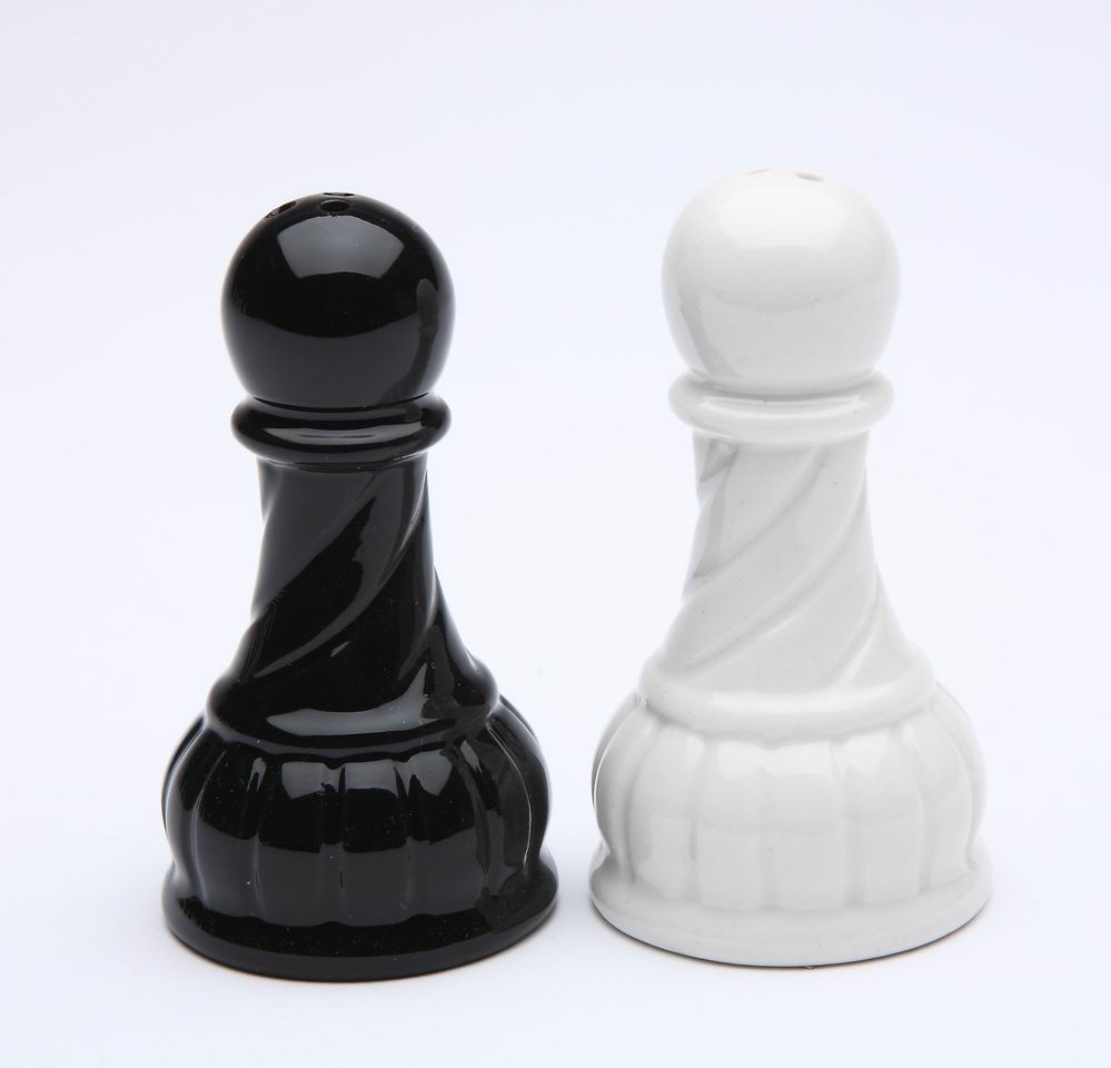 Ceramic Black and White Pawn Chess Piece Salt and Pepper Shakers, Home Décor, Gift for Him, Gift for Dad, Kitchen Décor, Game Room Decor