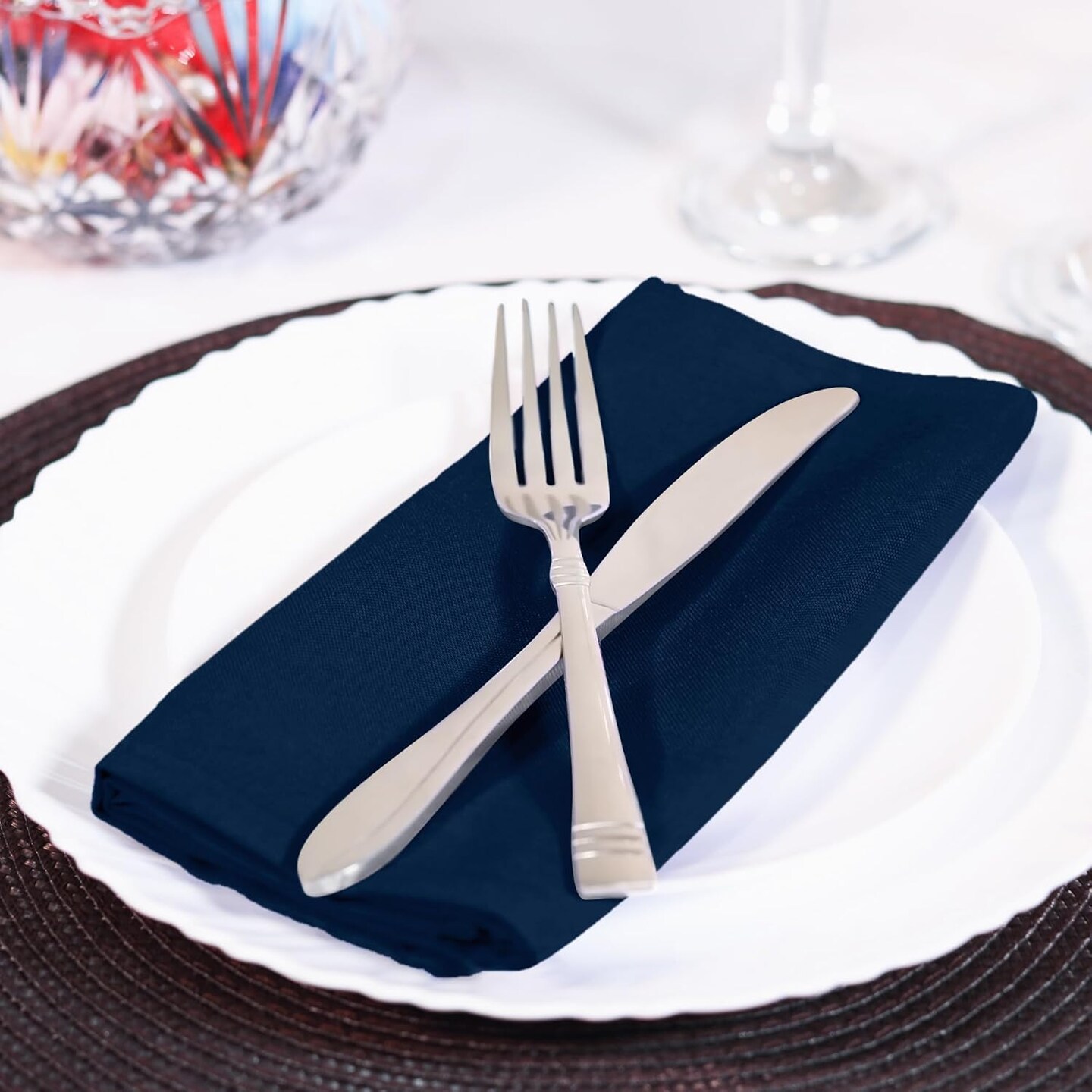 Navy Blue Cloth Napkins (12 Pack, 20x20 Inches), Ideal Dinner Napkins for Party, Wedding and Lunch/Dinner